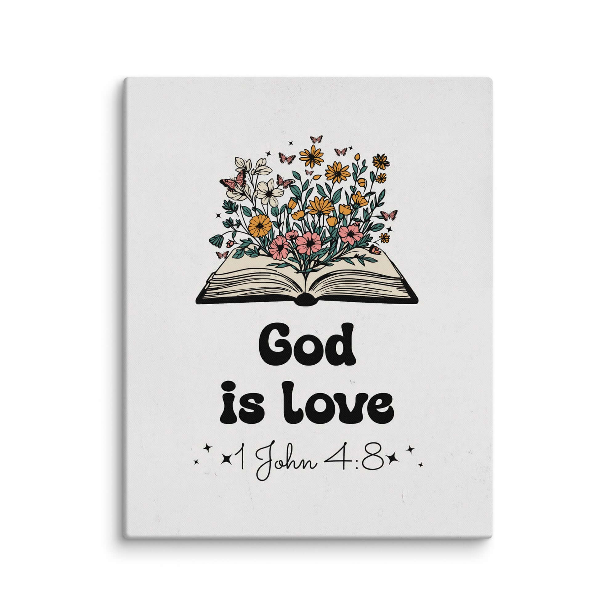 1 John 4:8 Bible Verse, God is Love Canvas Print Wall Art 16″×20″