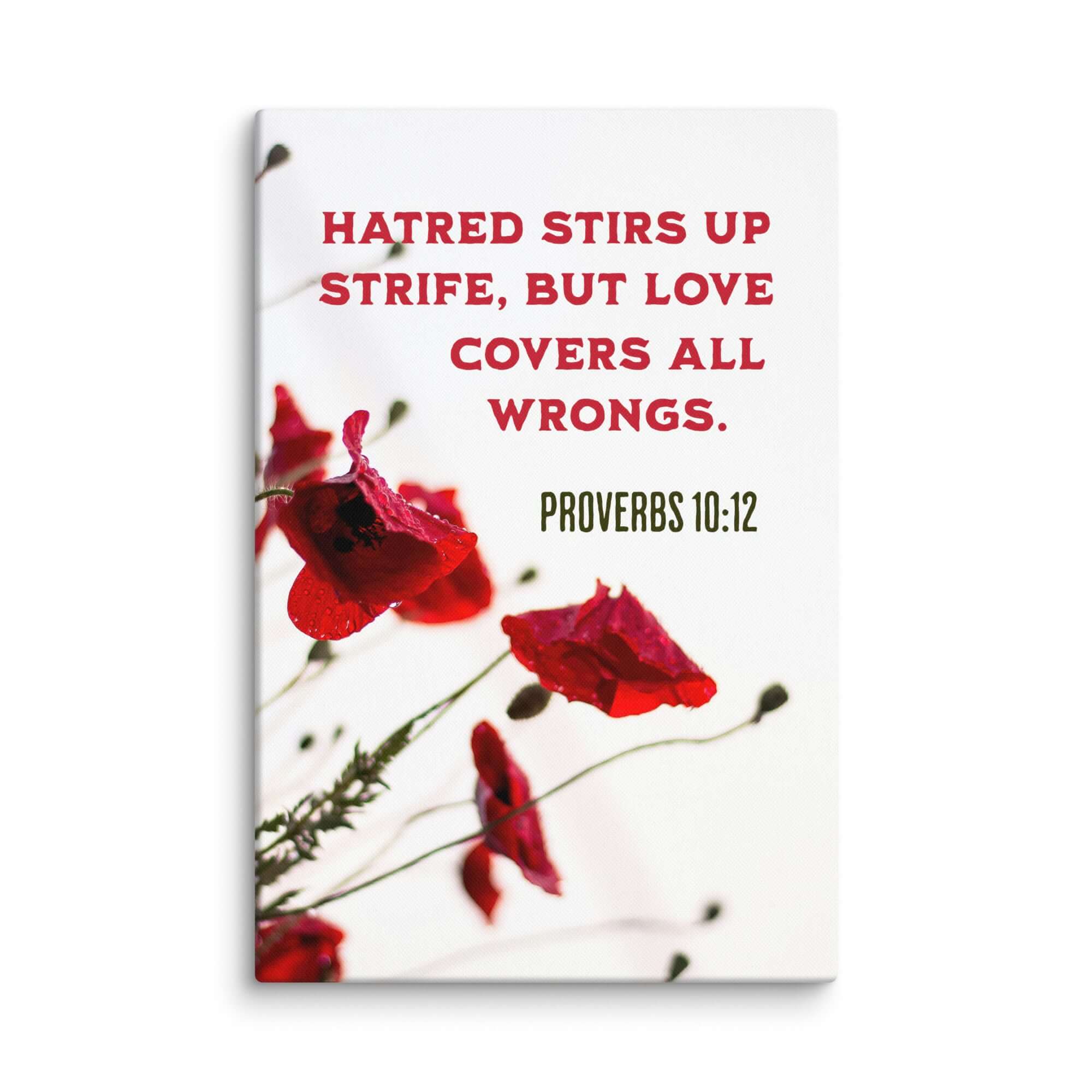 Proverbs 10:12 Bible Verse, Love Covers All Canvas Print Wall Art 16″×24″