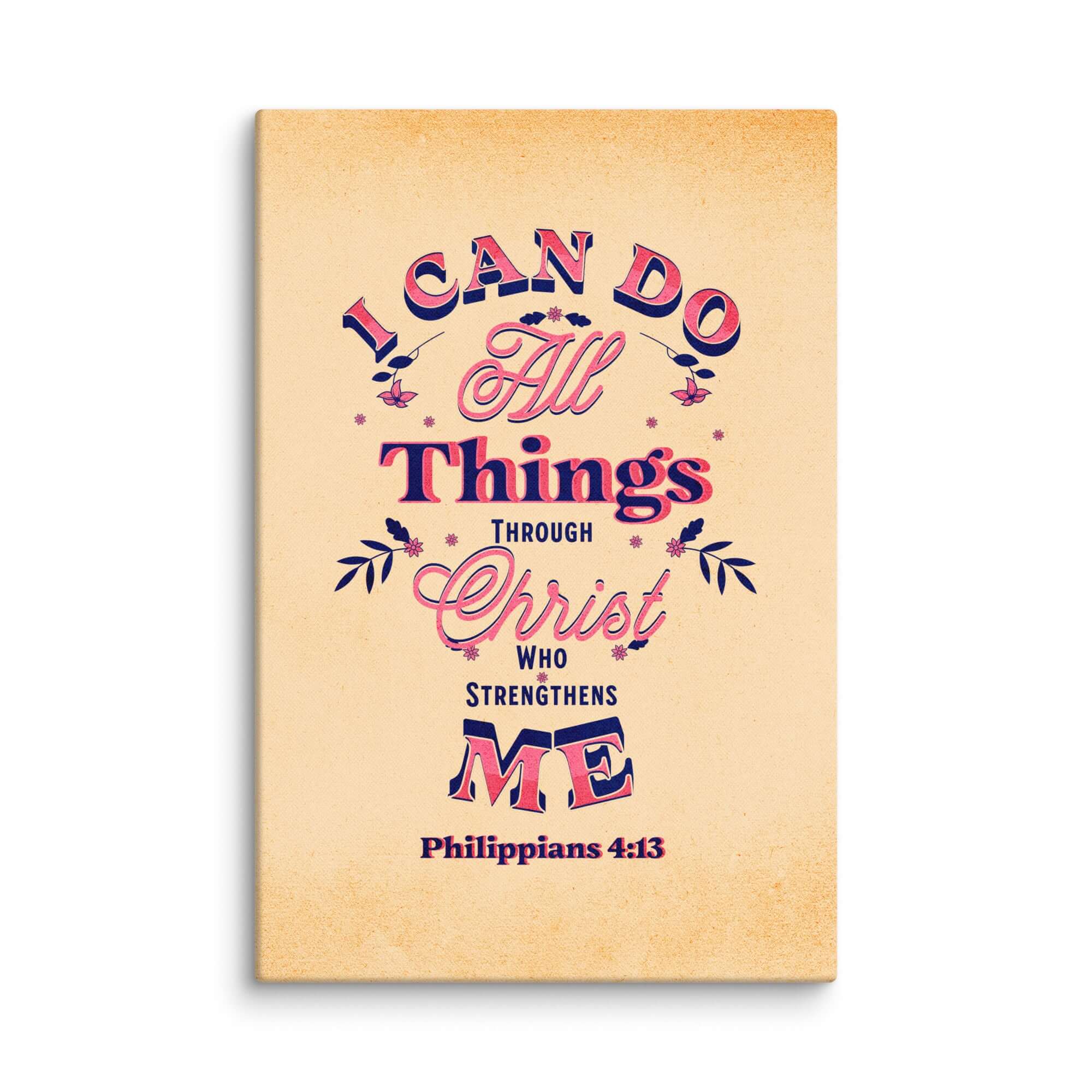 Philippians 4:13 Bible Verse, Christ Strengthens Me Canvas Print Wall Art 16″×24″