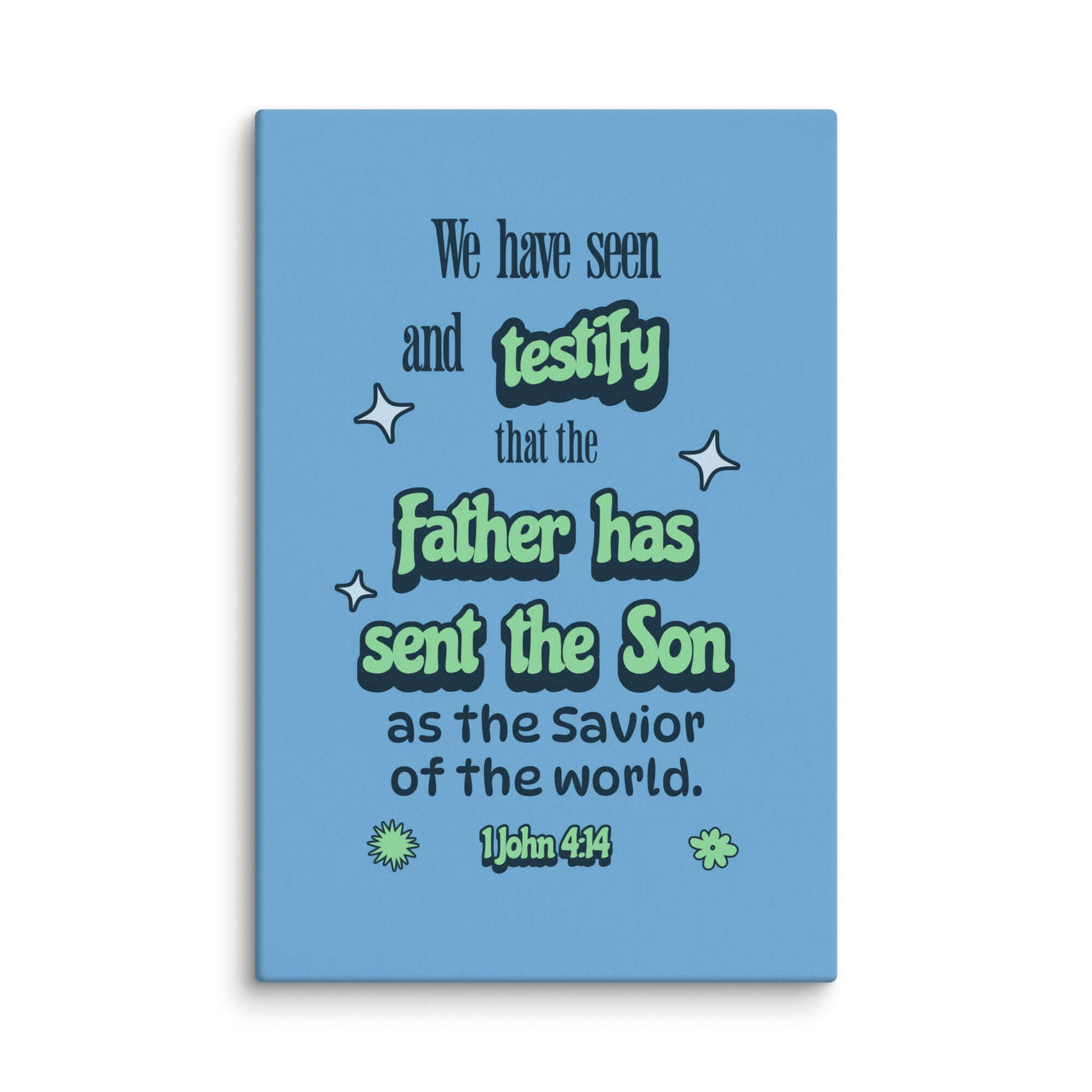 1 John 4:14 Bible Verse, sent the Son Canvas Print Wall Art 16″×24″