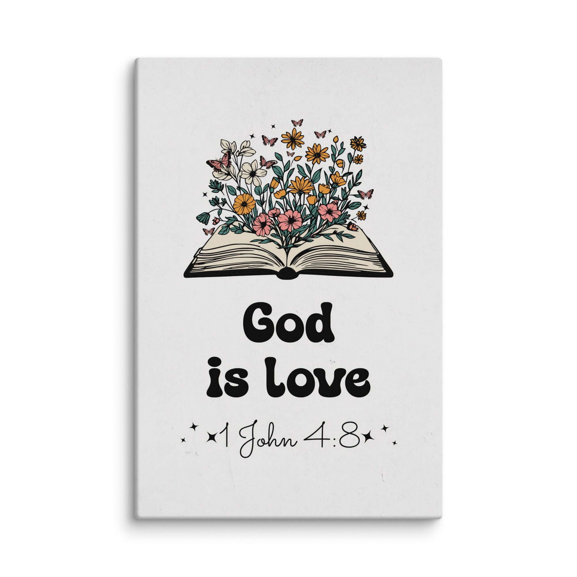 1 John 4:8 Bible Verse, God is Love Canvas Print Wall Art 16″×24″