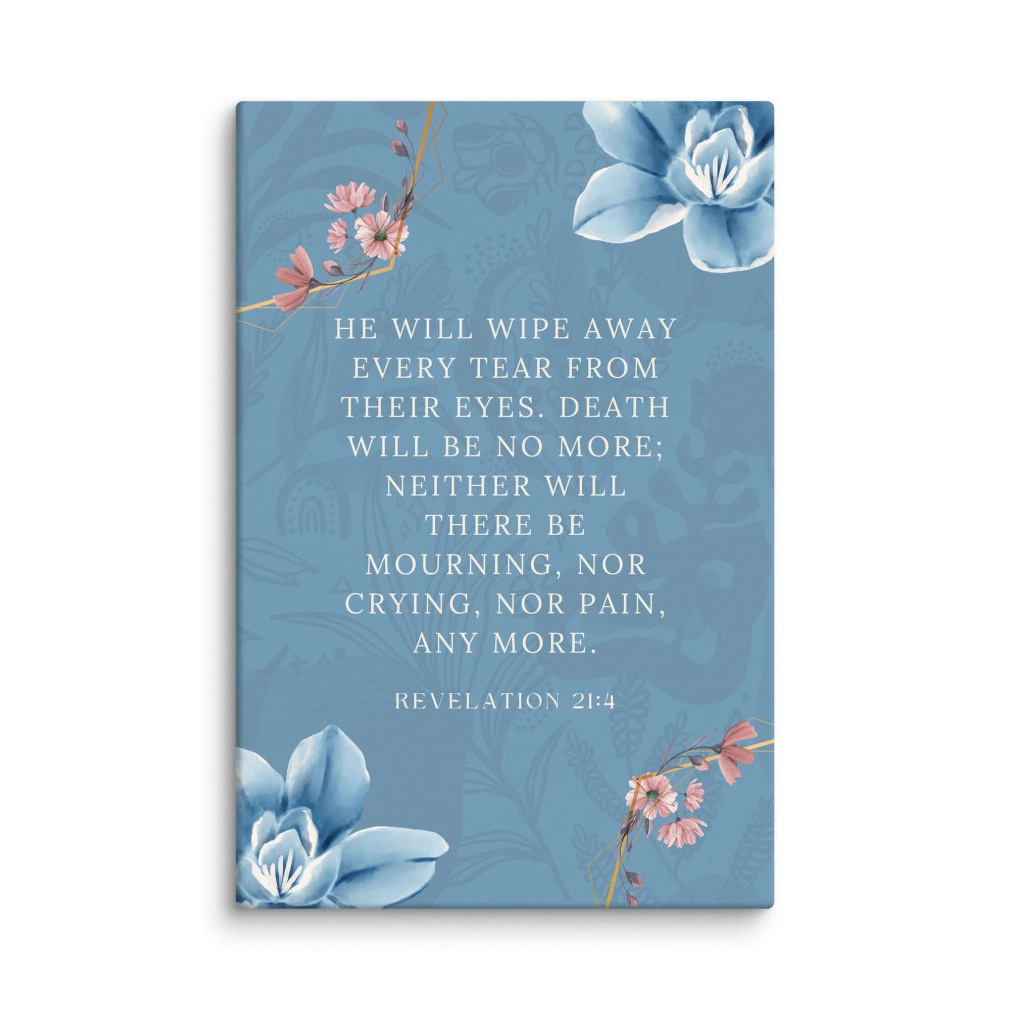 Revelation 21:4 Bible Verse, every tear Canvas Print Wall Art 16″×24″