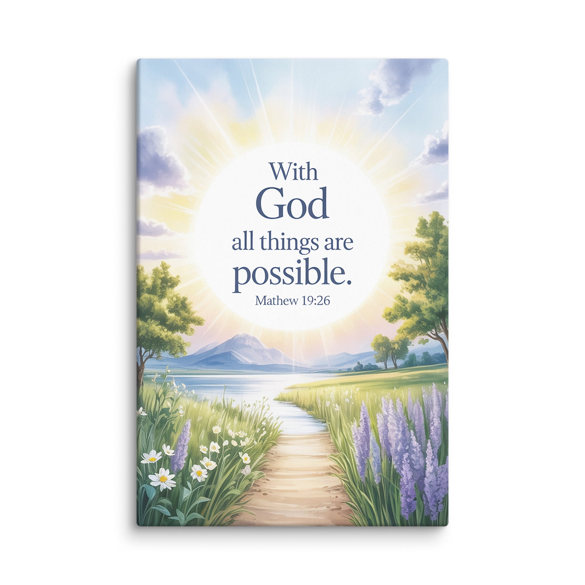 Matthew 19:26 Bible Verse Looking at Canvas 16″×24″