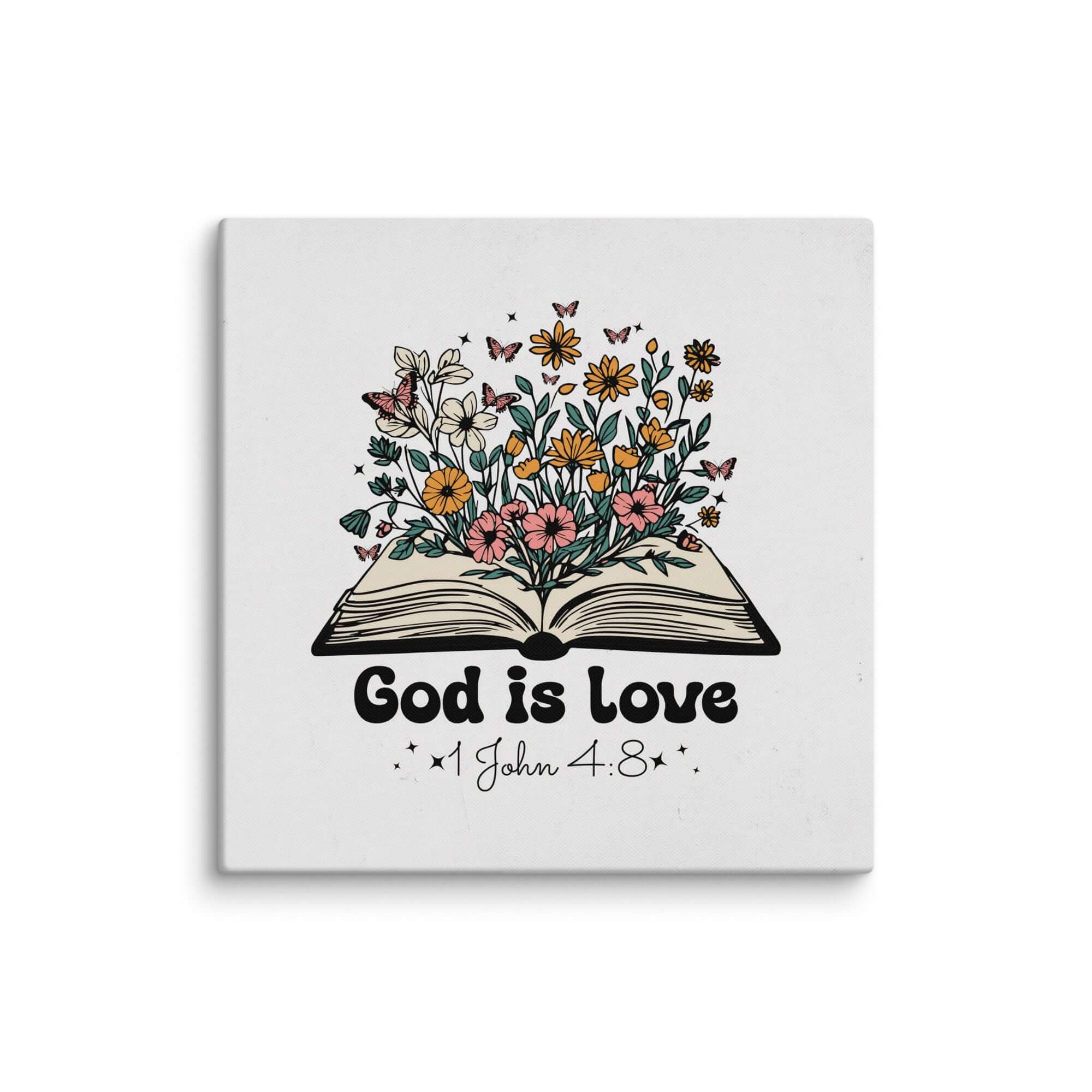 1 John 4:8 Bible Verse, God is Love Canvas Print Wall Art 18″×18″