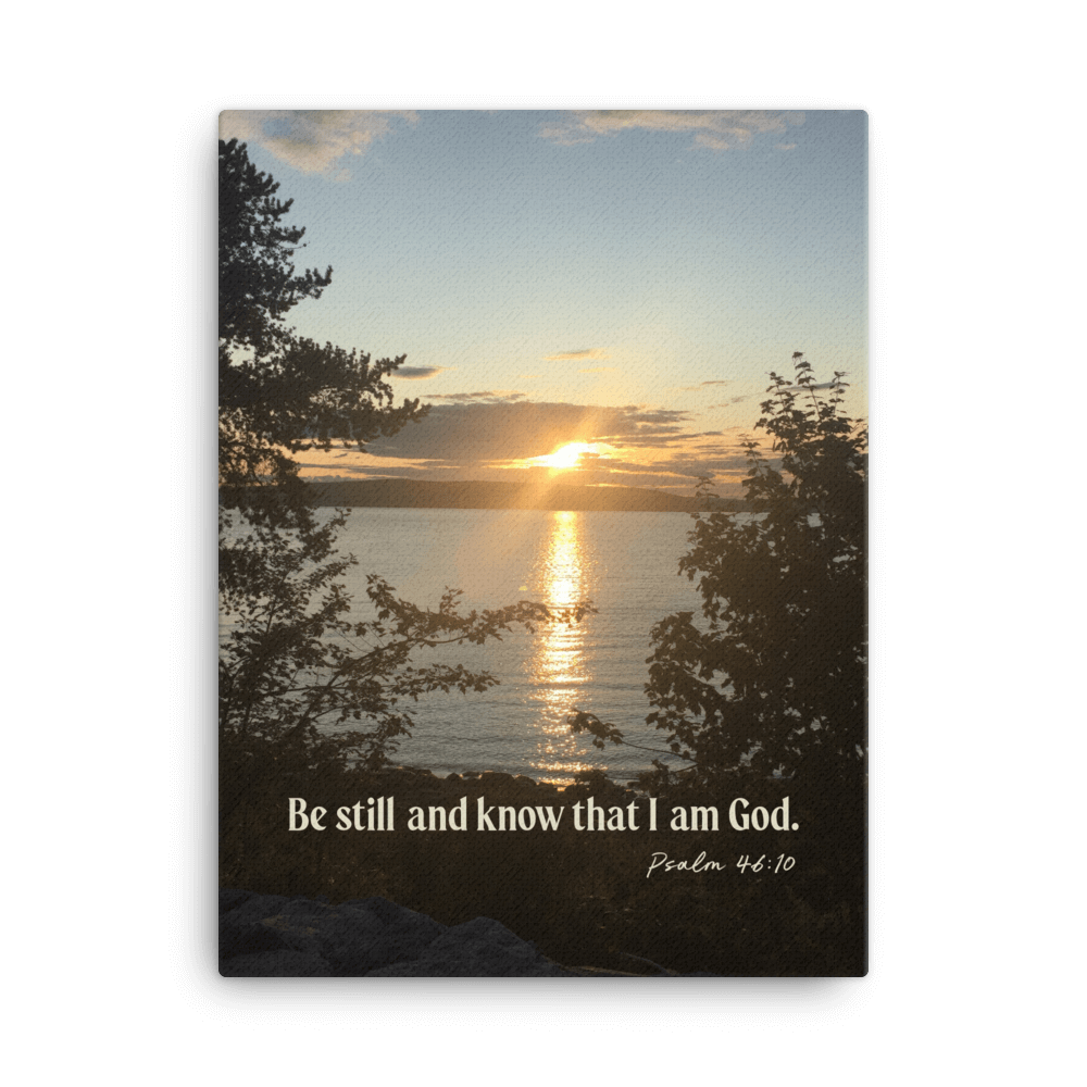 Psalm 46:10 Bible Verse, Sunset Glory Canvas Print Wall Art 18″×24″