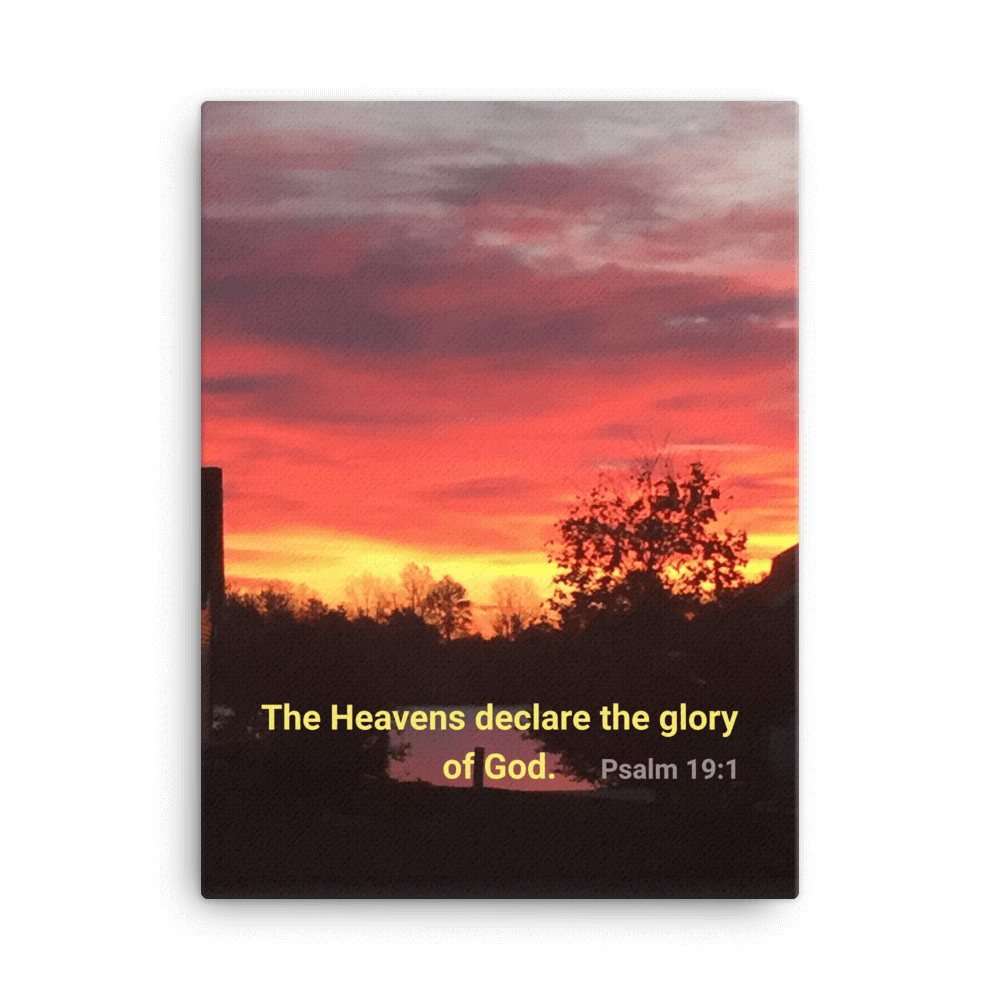 Psalm 19:1 Bible Verse, Sunset Glory Canvas Print Wall Art 18″×24″