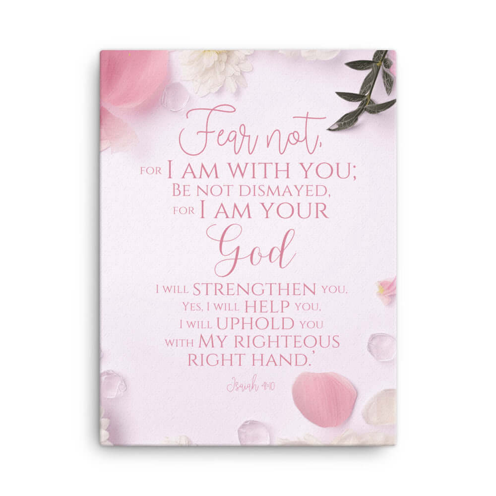 Isaiah 41:10 Bible Verse, God will strengthen you Canvas Print Wall Art 18″×24″