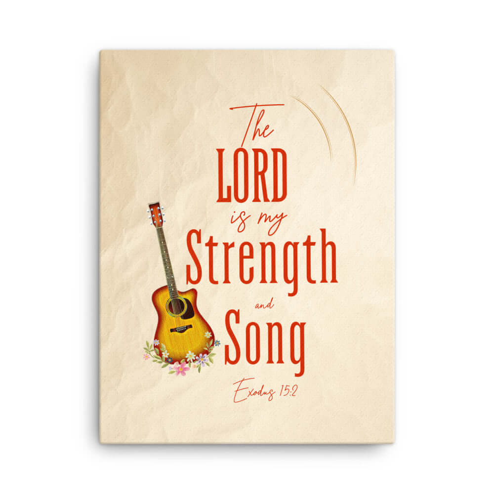 Exodus 15:2 Bible Verse, The LORD is my strength Canvas Print Wall Art 18″×24″