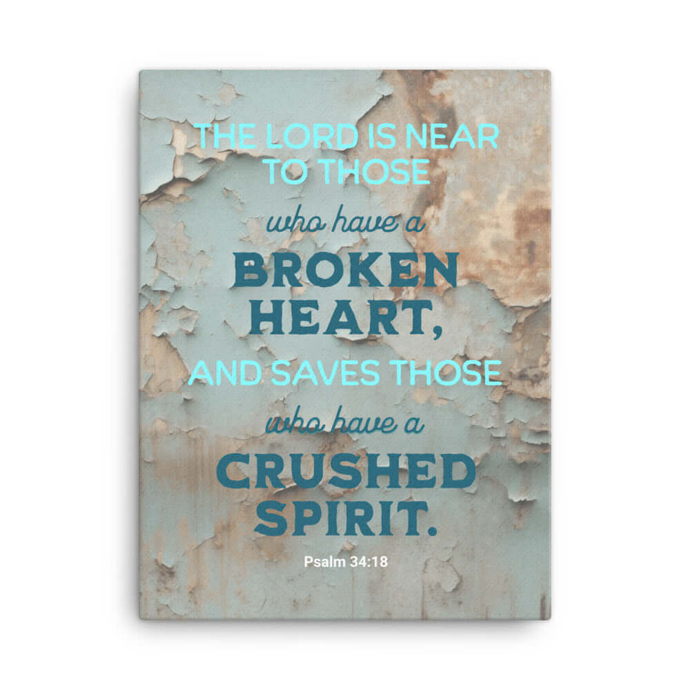 Psalm 34:18 Bible Verse, The LORD is Near Canvas Print Wall Art 18″×24″
