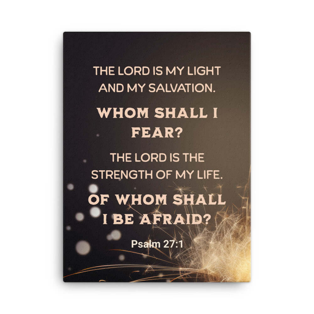 Psalm 27:1 Bible Verse, The LORD is My Light Canvas Print Wall Art 18″×24″