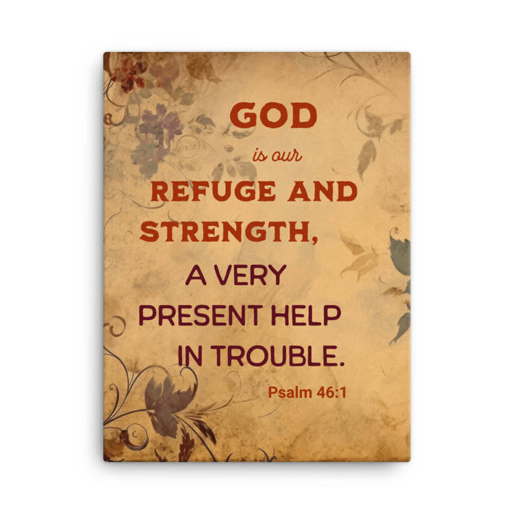 Psalm 46:1 Bible Verse, God is Our Refuge Canvas Print Wall Art 18″×24″