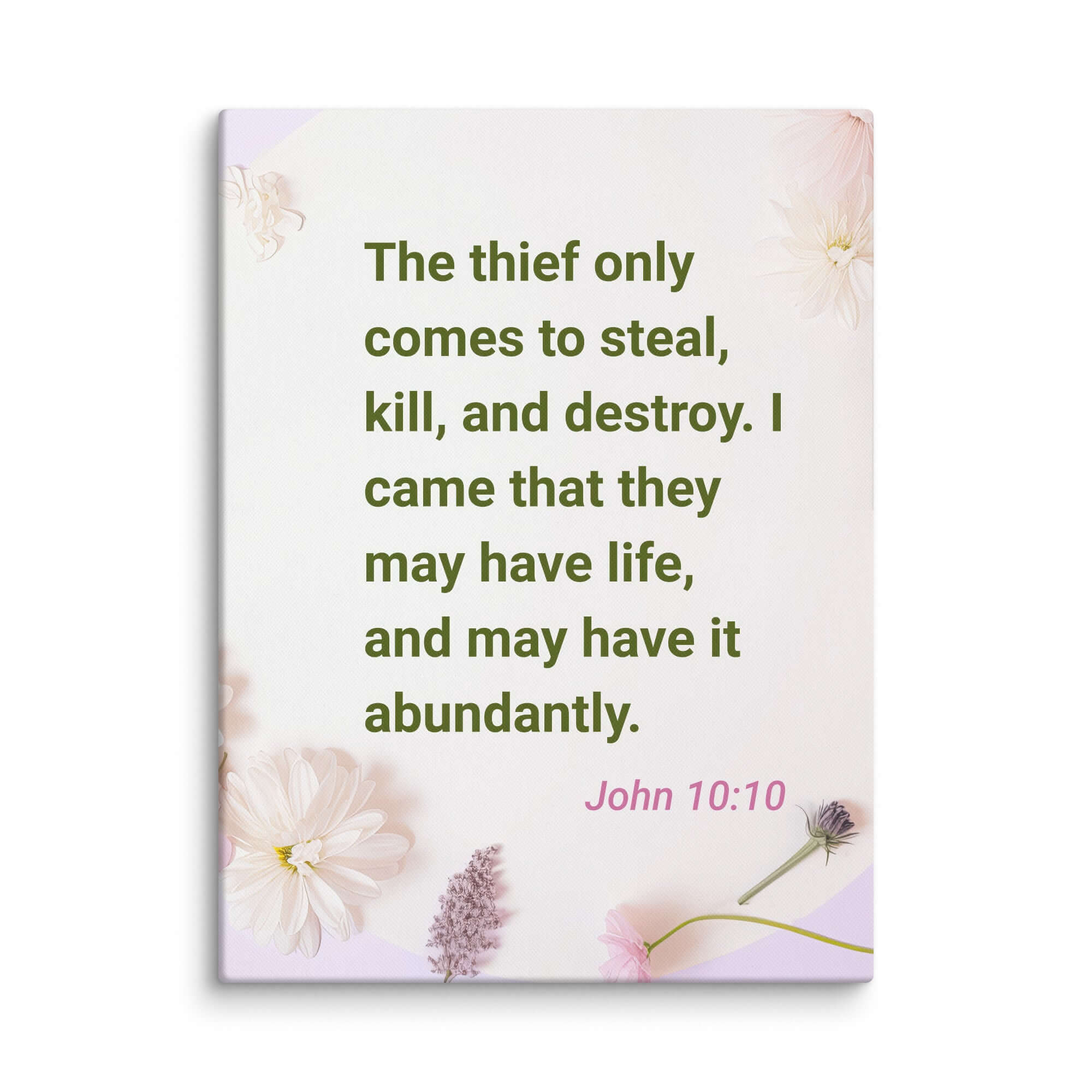 John 10:10 Bible Verse, Abundant Life Canvas Print Wall Art 18″×24″