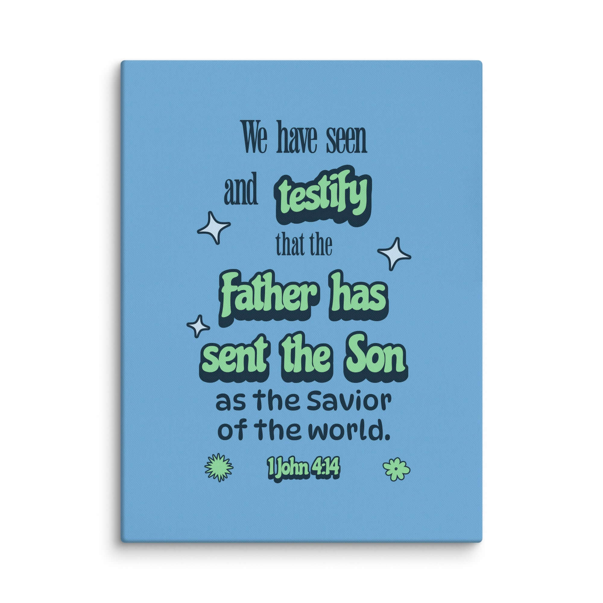 1 John 4:14 Bible Verse, sent the Son Canvas Print Wall Art 18″×24″