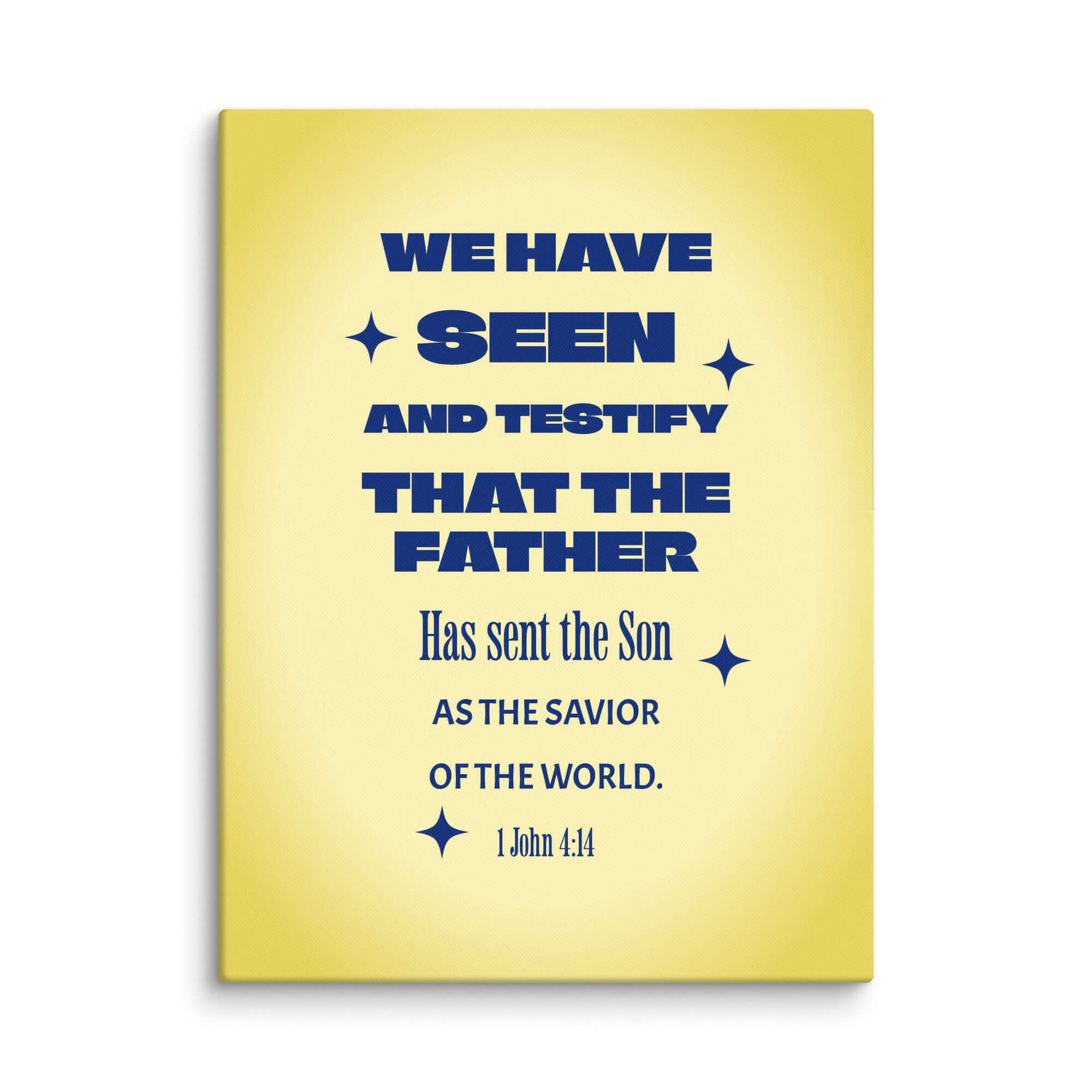 1 John 4:14 Bible Verse, Savior of the world Canvas Print Wall Art 18″×24″