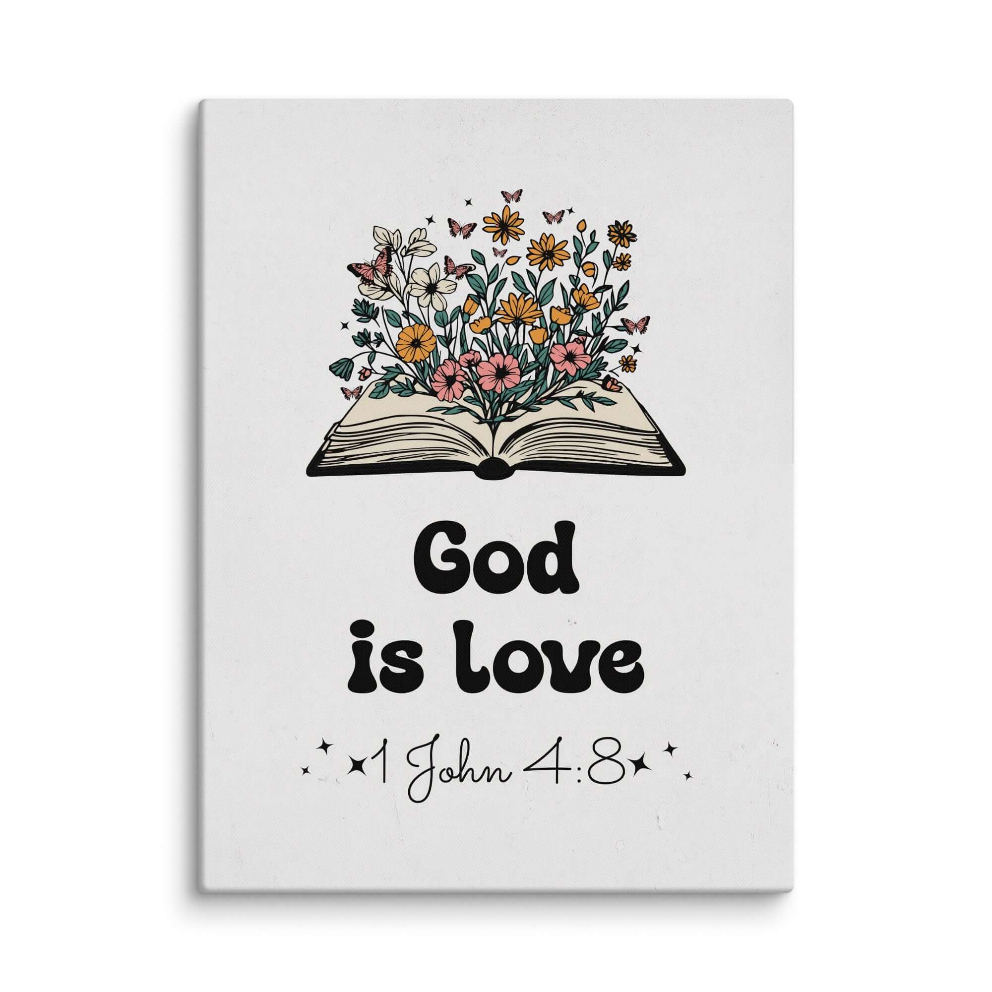 1 John 4:8 Bible Verse, God is Love Canvas Print Wall Art 18″×24″