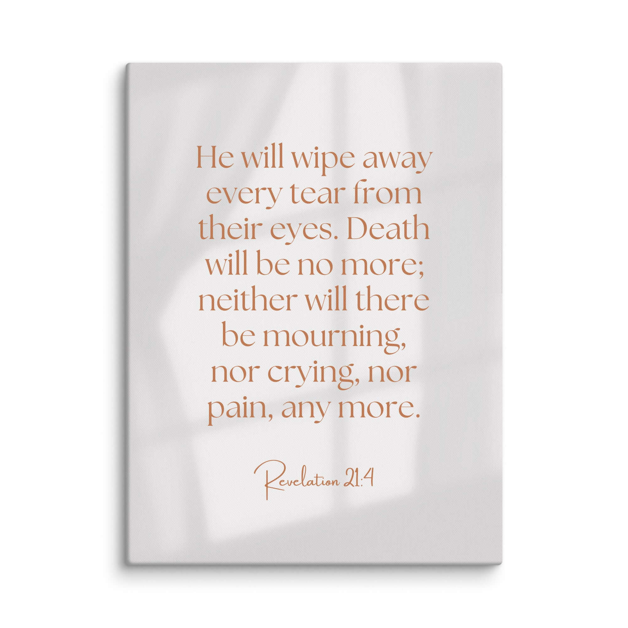 Revelation 21:4 Bible Verse, He will wipe Canvas Print Wall Art 18″×24″