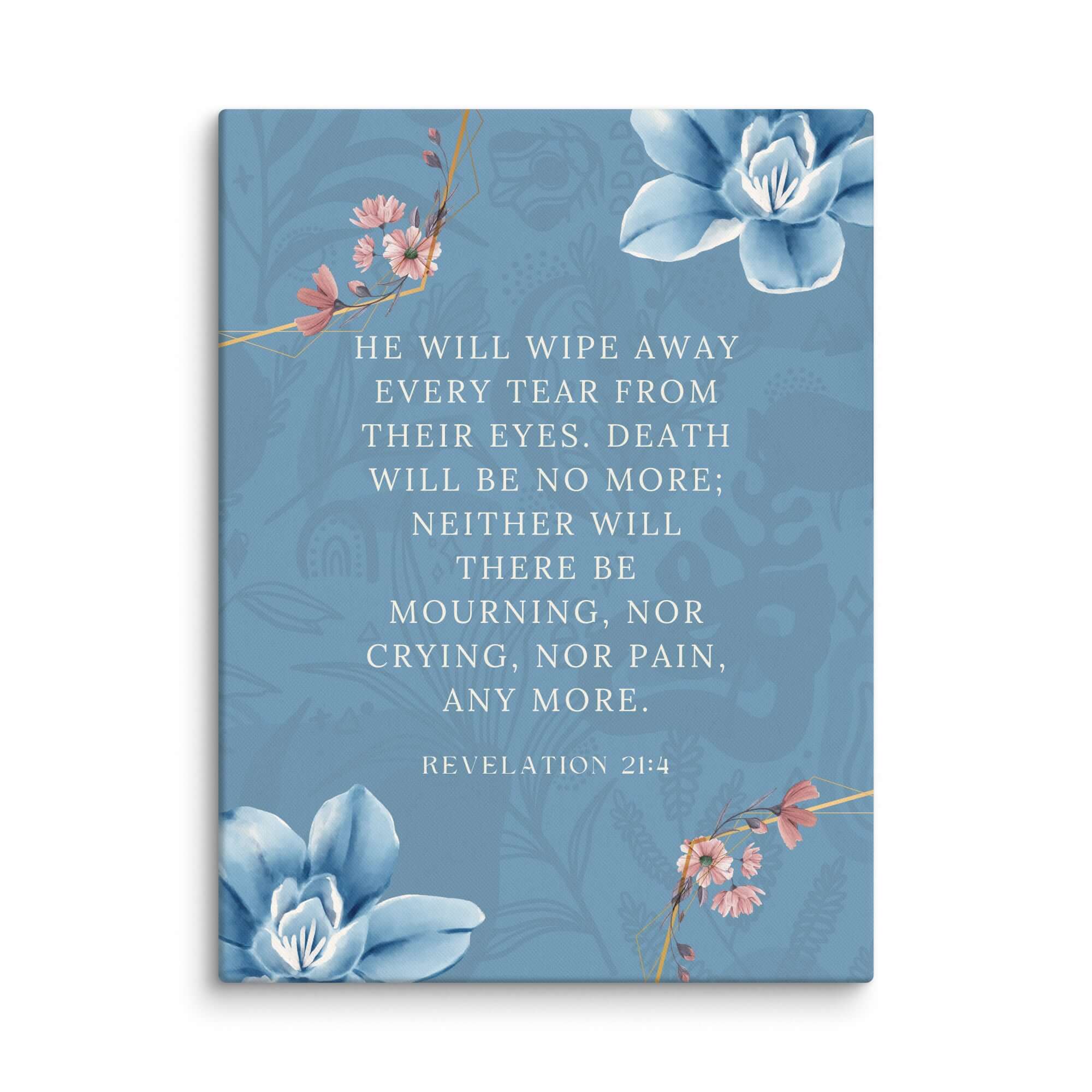Revelation 21:4 Bible Verse, every tear Canvas Print Wall Art 18″×24″