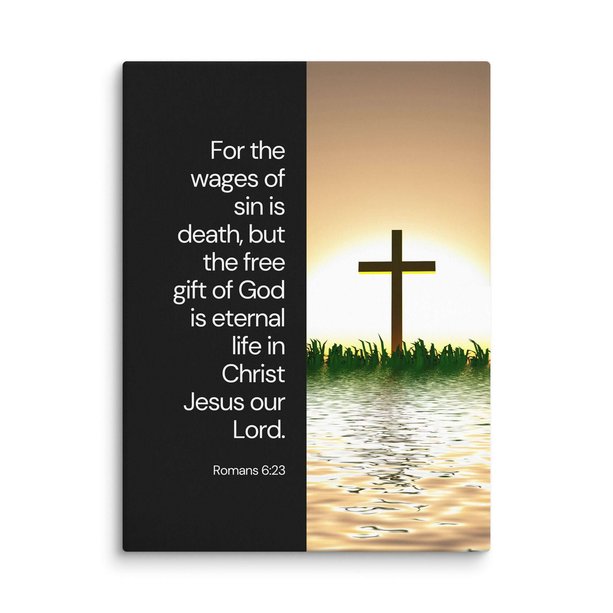 Romans 6:23 Bible Verse, the wages Canvas Print Wall Art 18″×24″