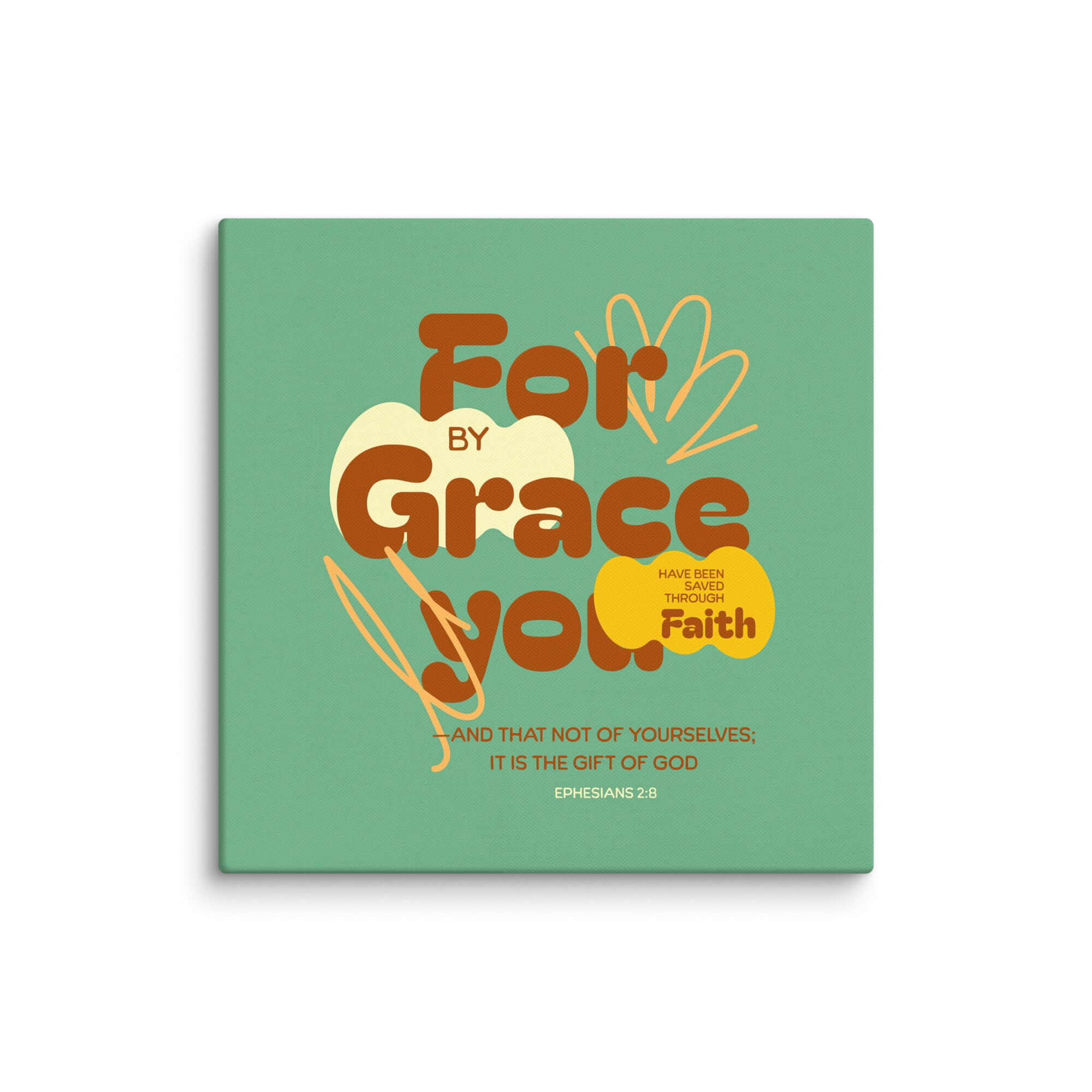 Ephesians 2:8 Bible Verse, for by grace Canvas Print Wall Art 20″×20″