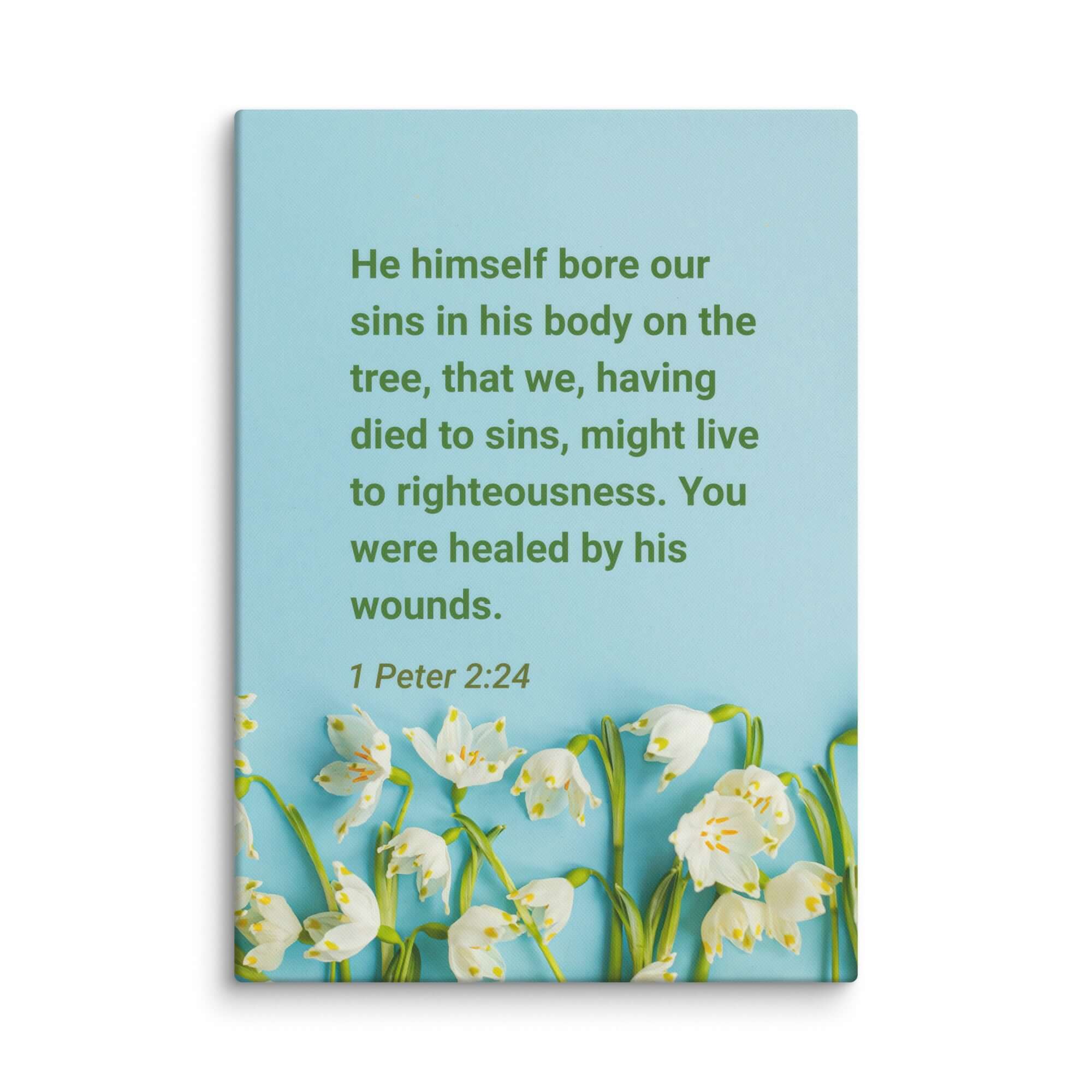 1 Peter 2:24 Bible Verse, healed by His wounds Canvas Print Wall Art 20″×28″