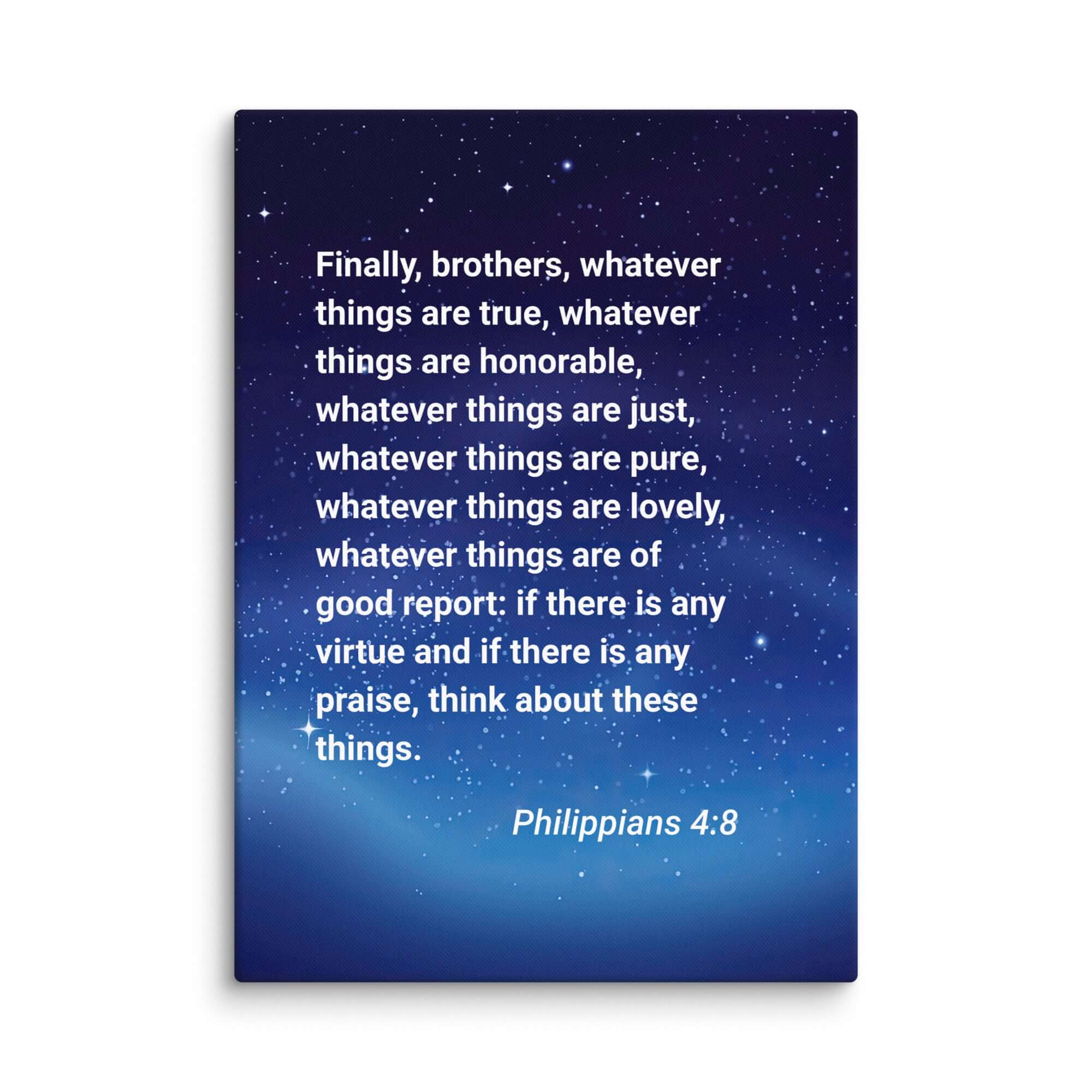 Philippians 4:8 Bible Verse, Think these things Canvas Print Wall Art 20″×28″