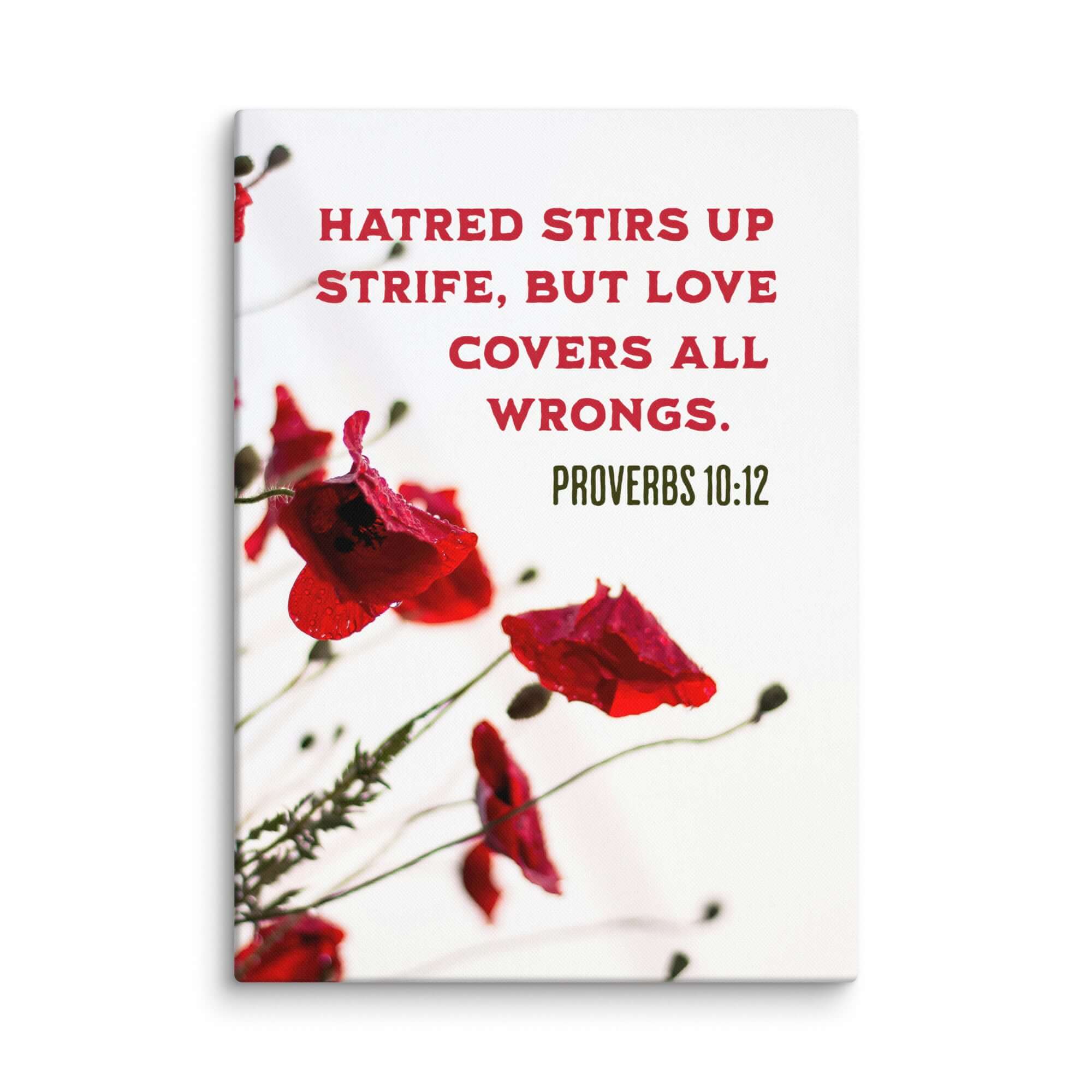 Proverbs 10:12 Bible Verse, Love Covers All Canvas Print Wall Art 20″×28″