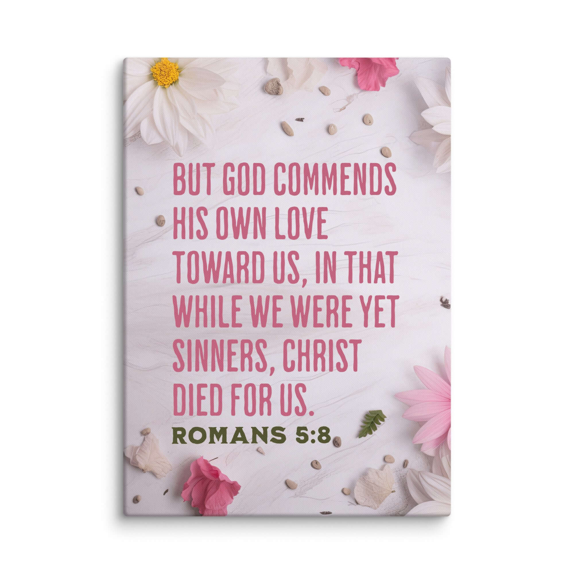 Romans 5:8 Bible Verse, Christ Died for Us Canvas Print Wall Art 20″×28″