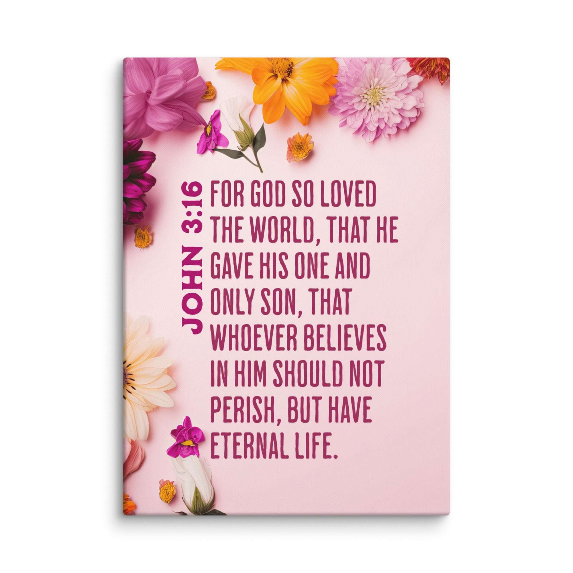 John 3:16 Bible Verse, For God So Loved Canvas Print Wall Art 20″×28″