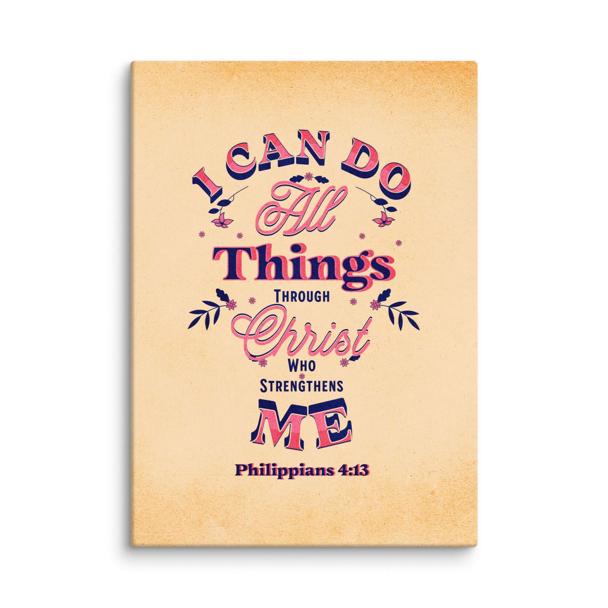 Philippians 4:13 Bible Verse, Christ Strengthens Me Canvas Print Wall Art 20″×28″