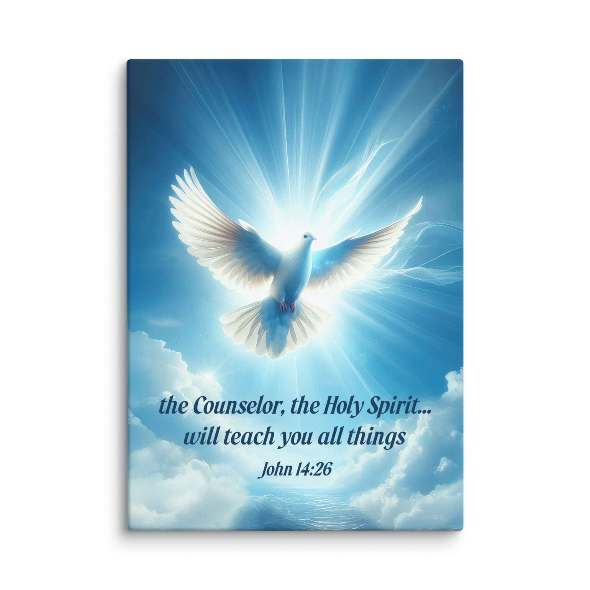 John 14:26 Bible Verse, Holy Spirit Dove Canvas Print Wall Art 20″×28″