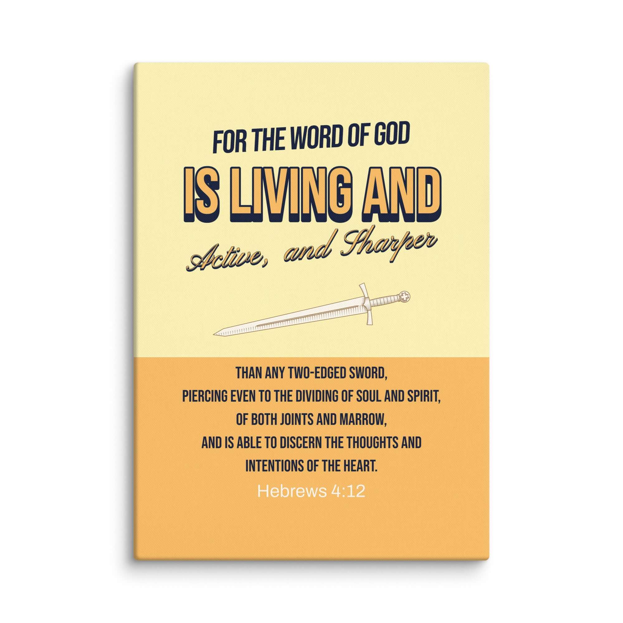 Hebrews 4:12 Bible Verse, living and active Canvas Print Wall Art 20″×28″