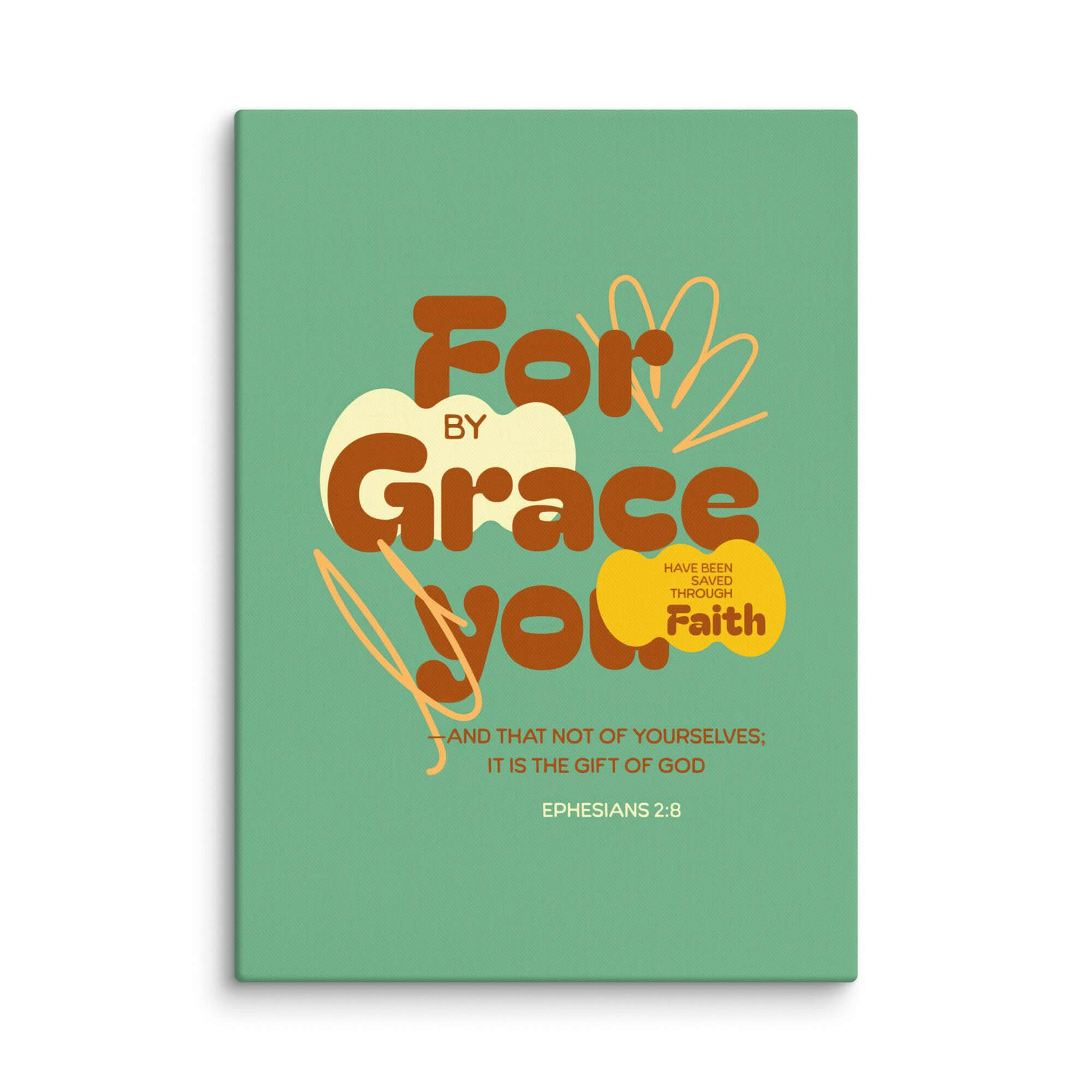 Ephesians 2:8 Bible Verse, for by grace Canvas Print Wall Art 20″×28″