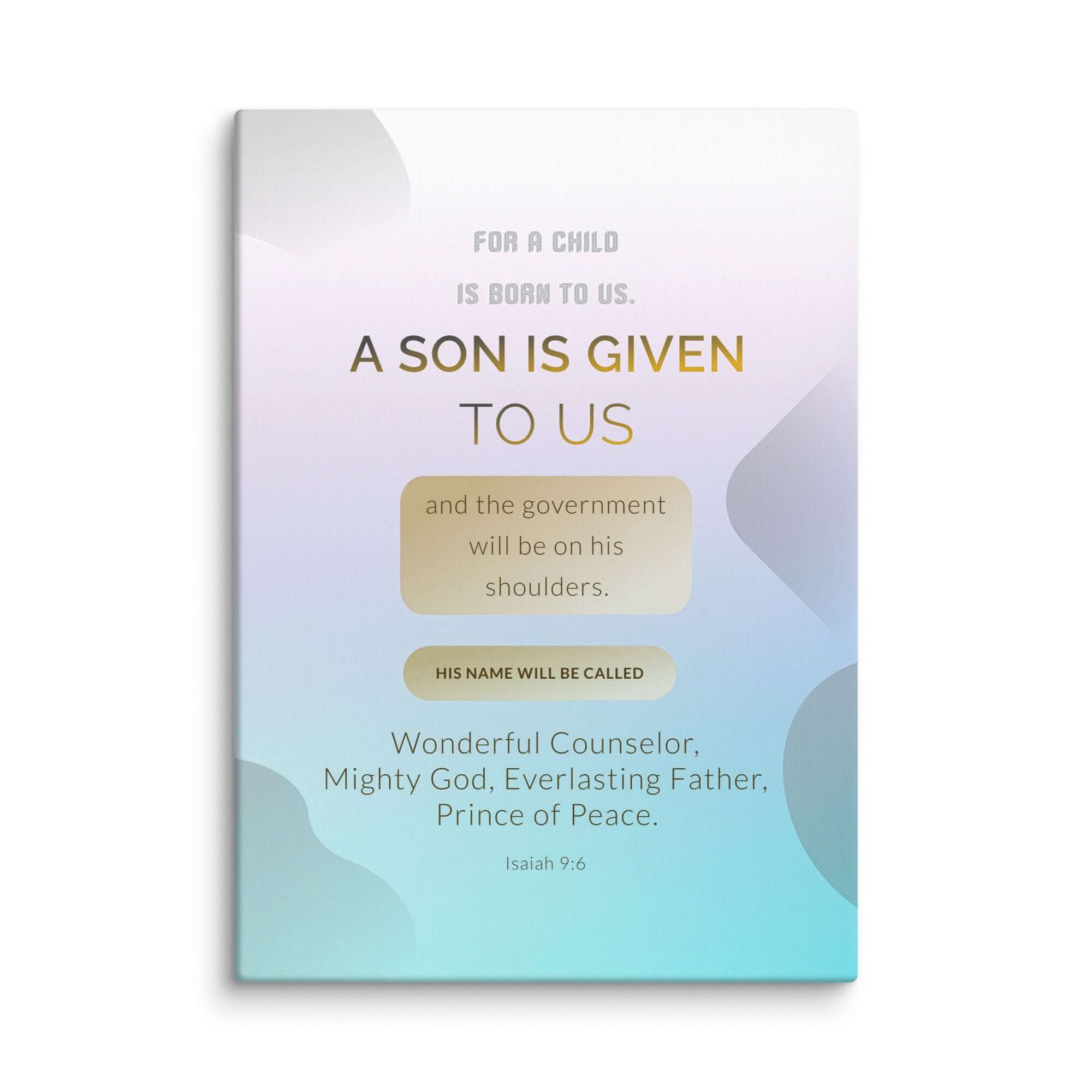 Isaiah 9:6 Bible Verse, Wonderful Counselor Canvas Print Wall Art 20″×28″
