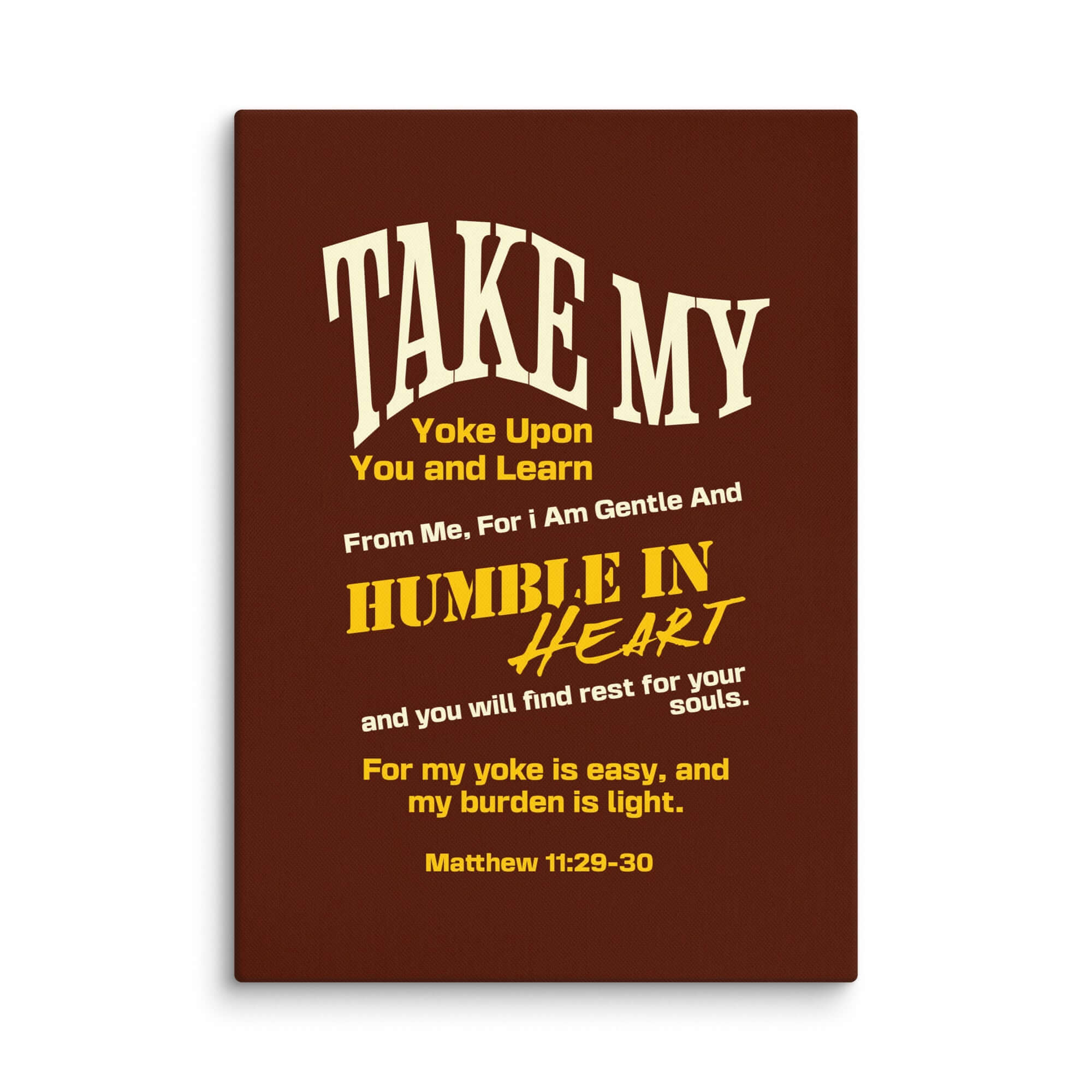 Matthew 11:29-30 Bible Verse, learn from me Canvas Print Wall Art 20″×28″