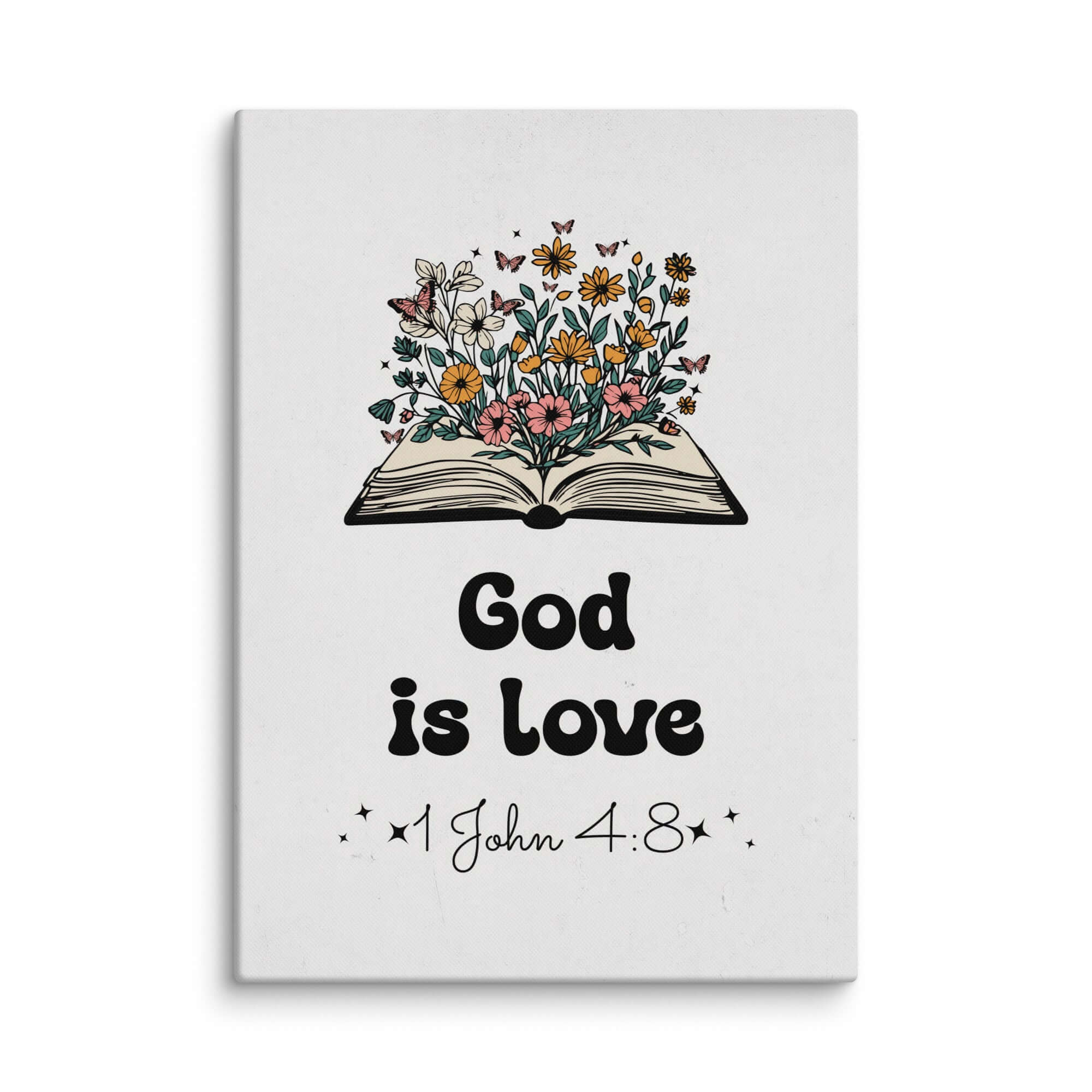 1 John 4:8 Bible Verse, God is Love Canvas Print Wall Art 20″×28″