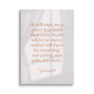 Revelation 21:4 Bible Verse, He will wipe Canvas Print Wall Art 20″×28″