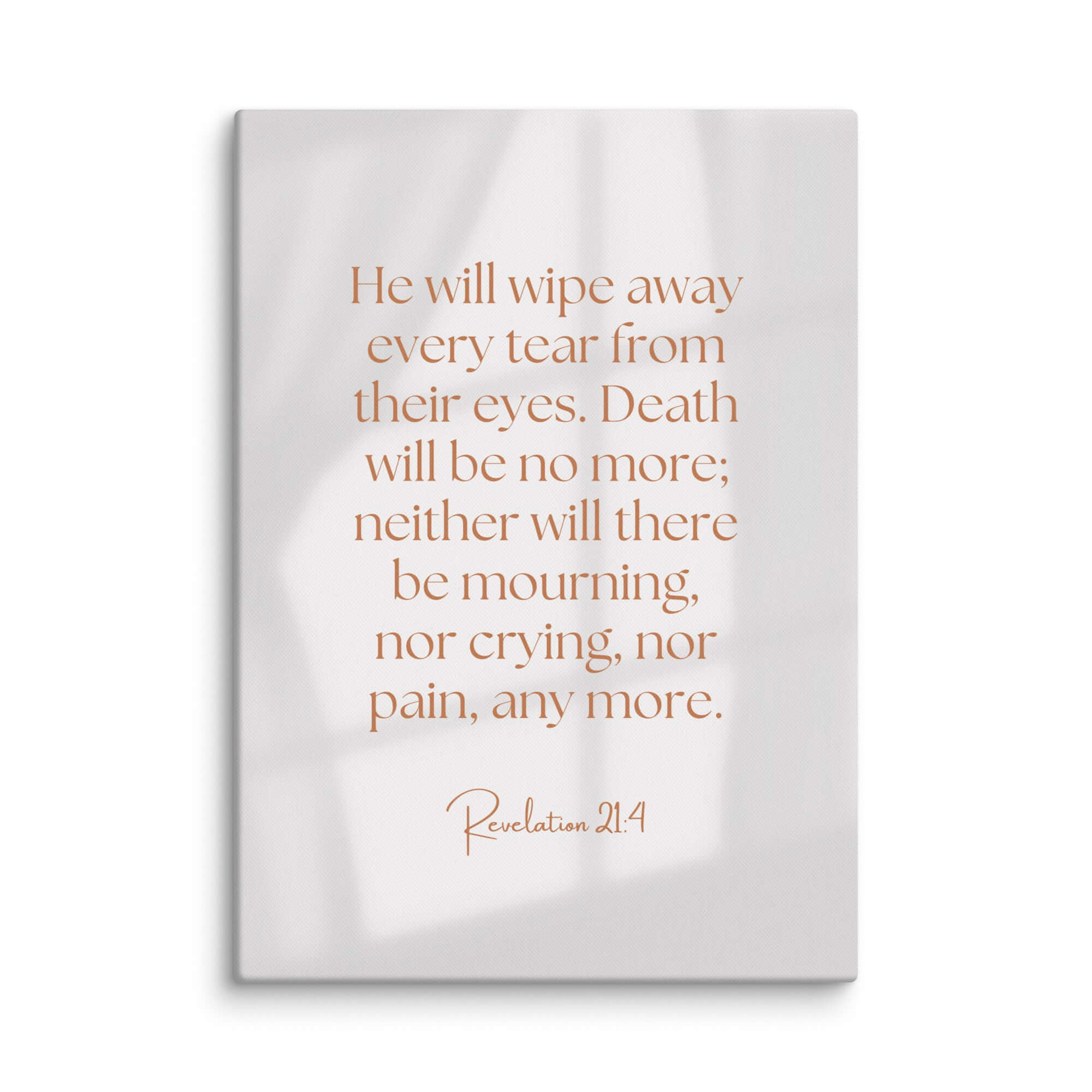 Revelation 21:4 Bible Verse, He will wipe Canvas Print Wall Art 20″×28″