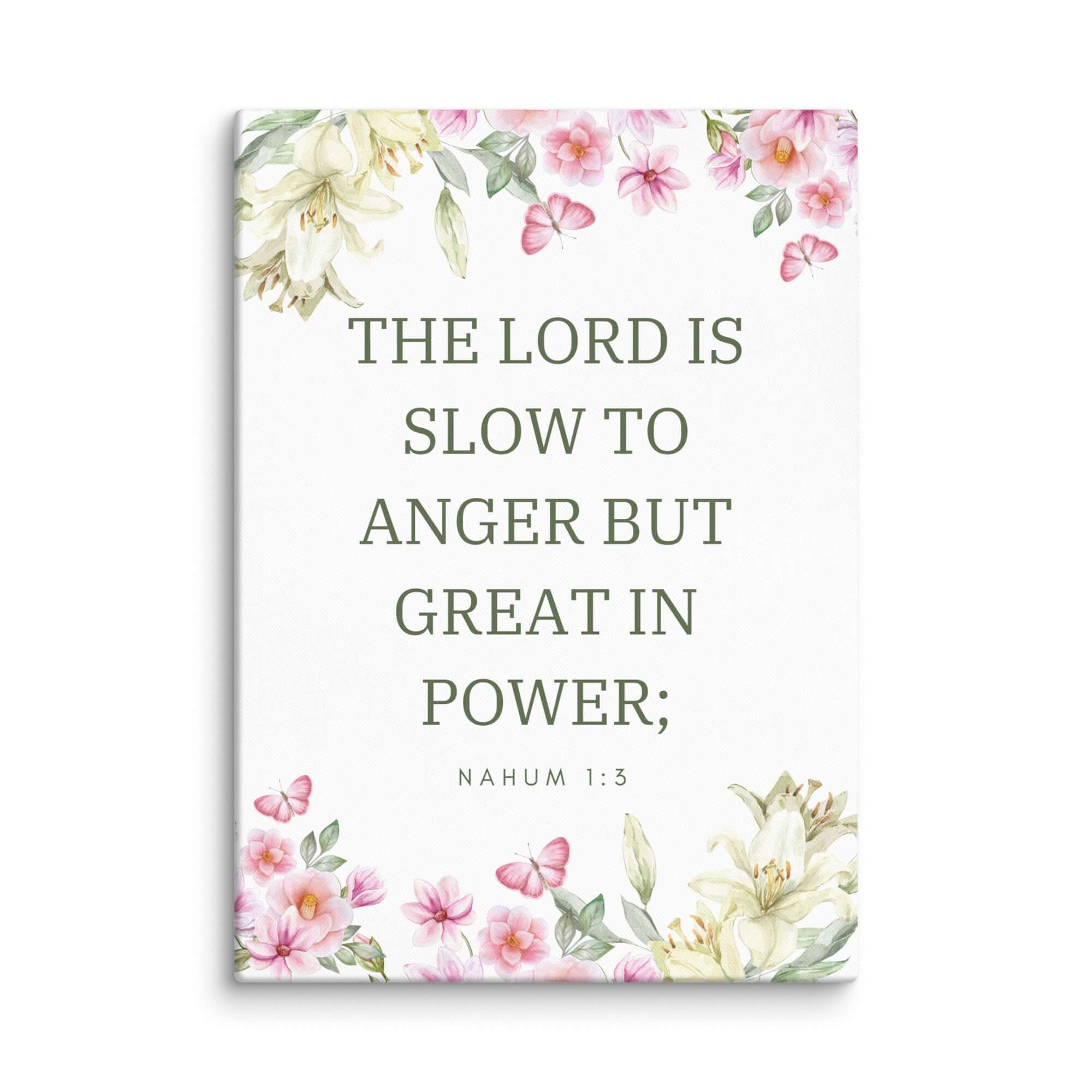 Nahum 1:3 Bible Verse, slow to anger Canvas Print Wall Art 20″×28″