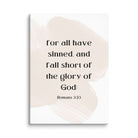 Romans 3:23 Bible Verse, fall short Canvas Print Wall Art 20″×28″
