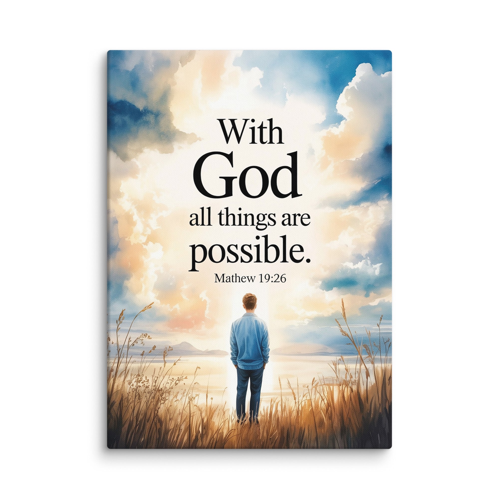 Matthew 19:26 Bible Verse Jesus Canvas 20″×28″