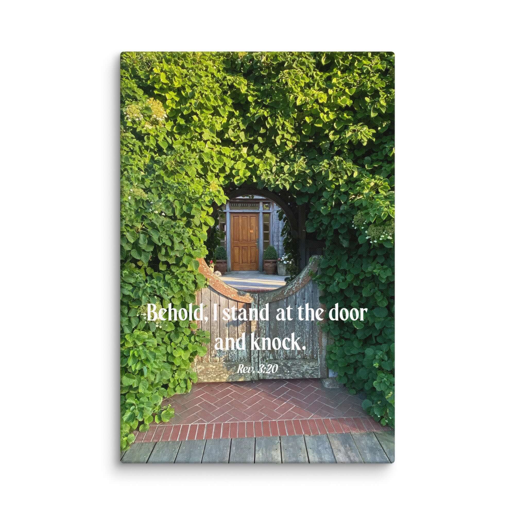 Revelation 3:20 Bible Verse, Garden Doorway Canvas Print Wall Art 20″×30″
