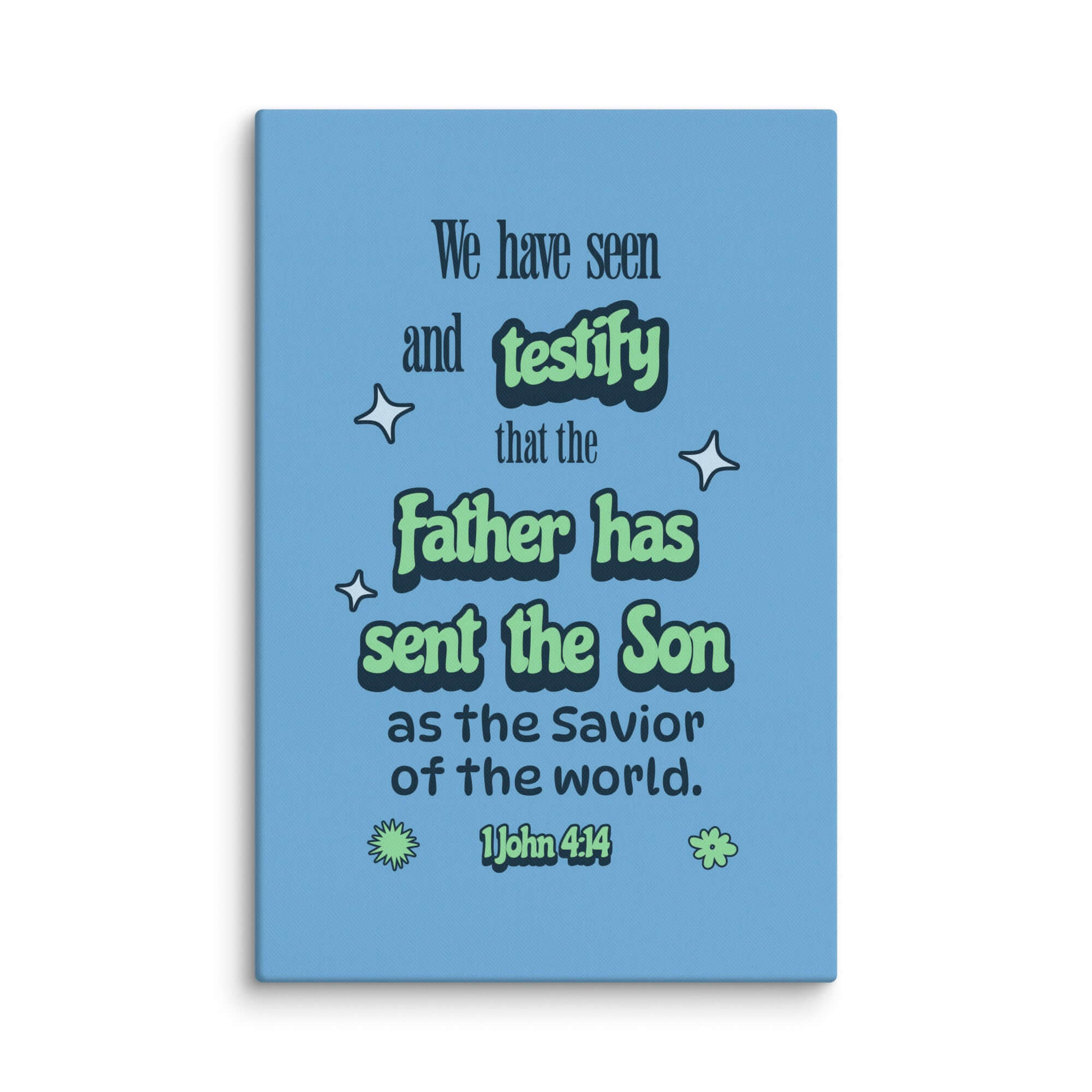 1 John 4:14 Bible Verse, sent the Son Canvas Print Wall Art 20″×30″