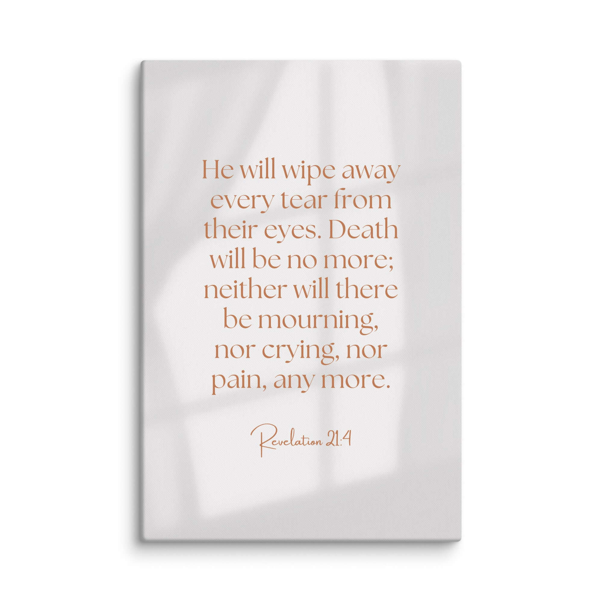 Revelation 21:4 Bible Verse, He will wipe Canvas Print Wall Art 20″×30″