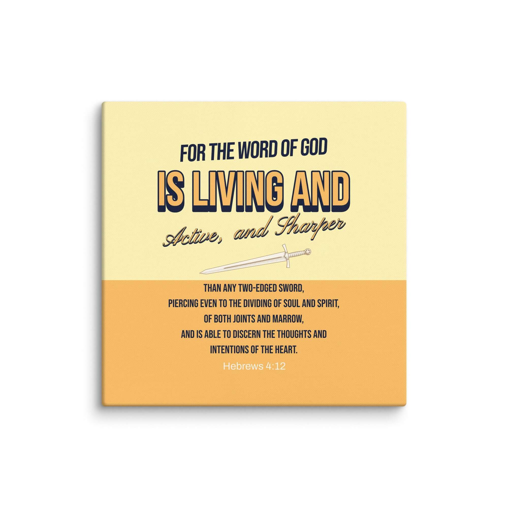 Hebrews 4:12 Bible Verse, living and active Canvas Print Wall Art 24″×24″