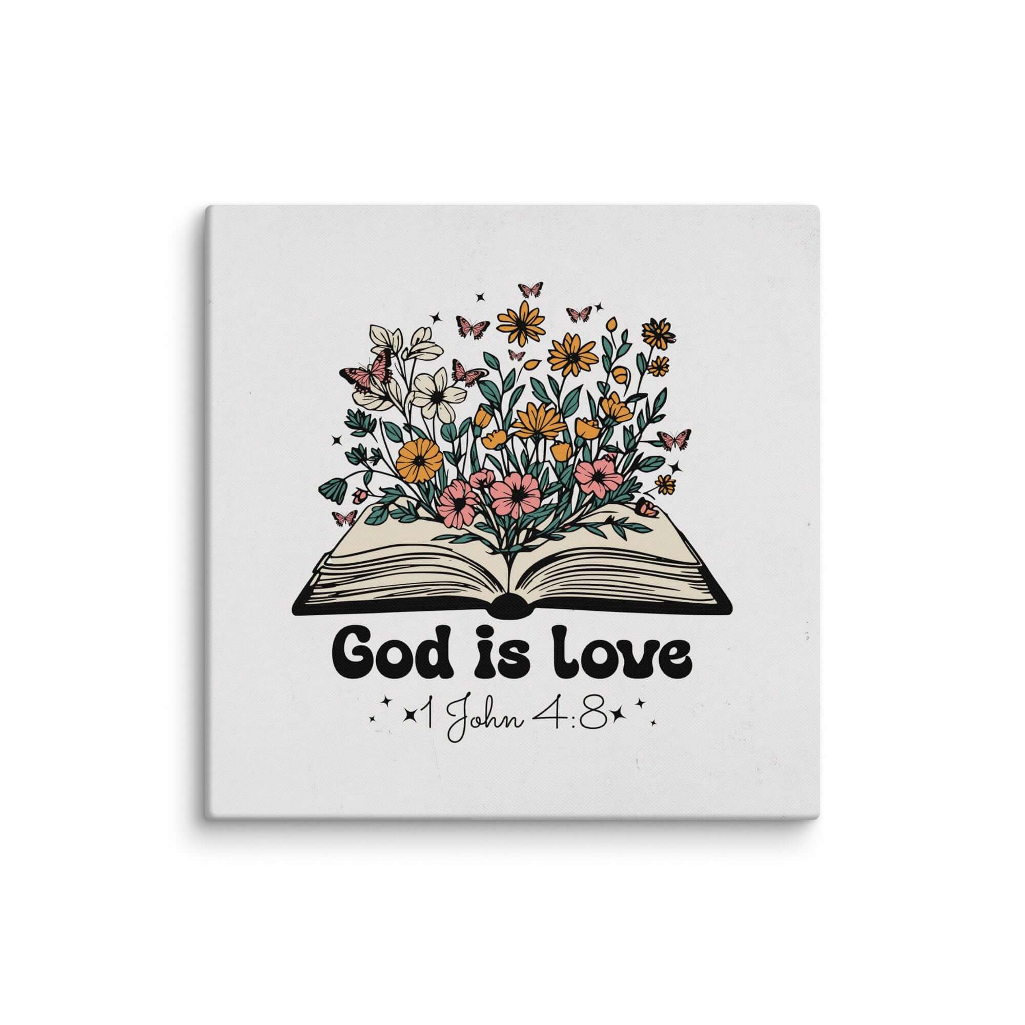 1 John 4:8 Bible Verse, God is Love Canvas Print Wall Art 24″×24″