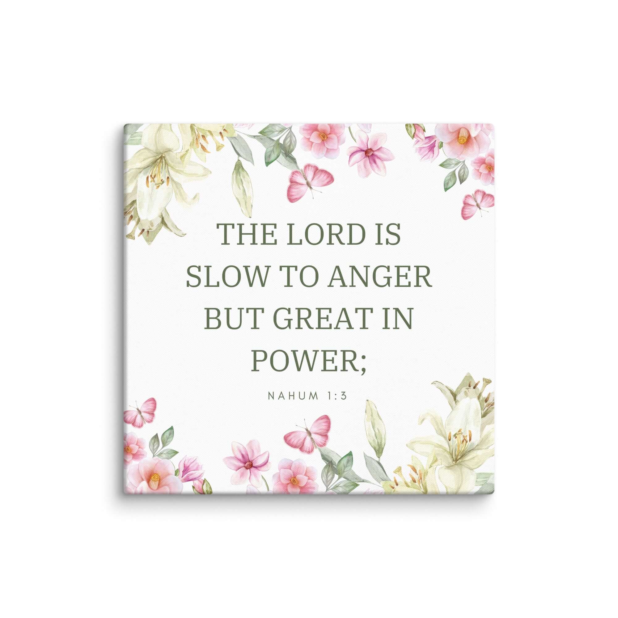 Nahum 1:3 Bible Verse, slow to anger Canvas Print Wall Art 24″×24″