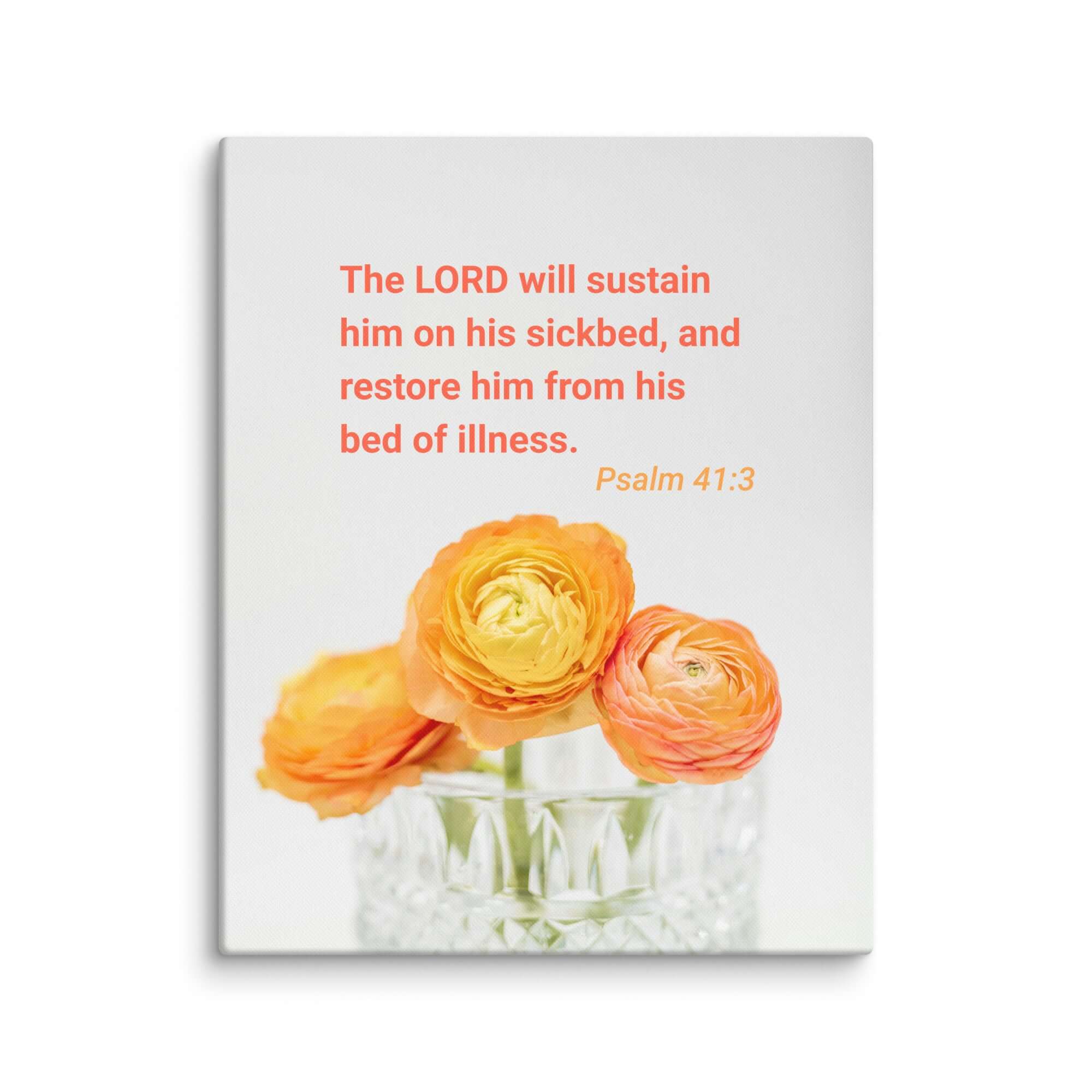 Psalm 41:3 Bible Verse, LORD will sustain Canvas Print Wall Art 24″×30″