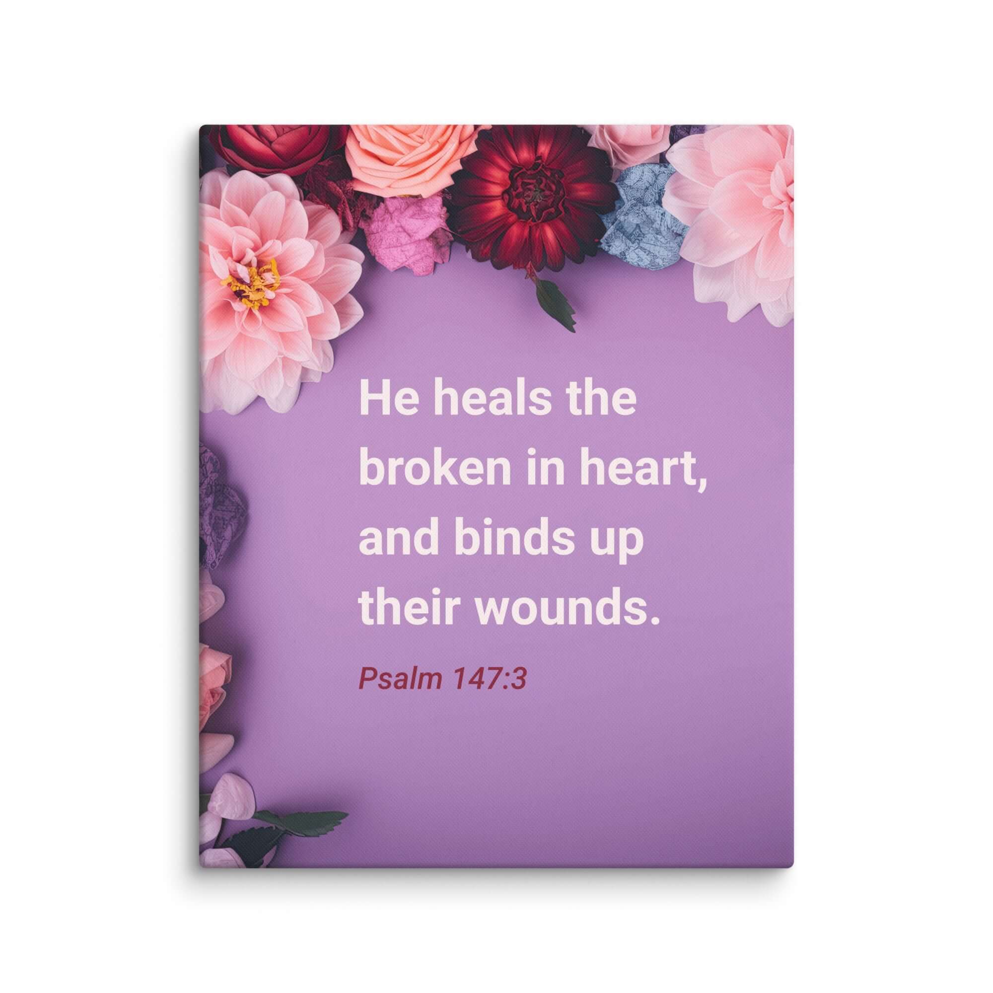 Psalm 147:3 Bible Verse, He heals the broken Canvas Print Wall Art 24″×30″