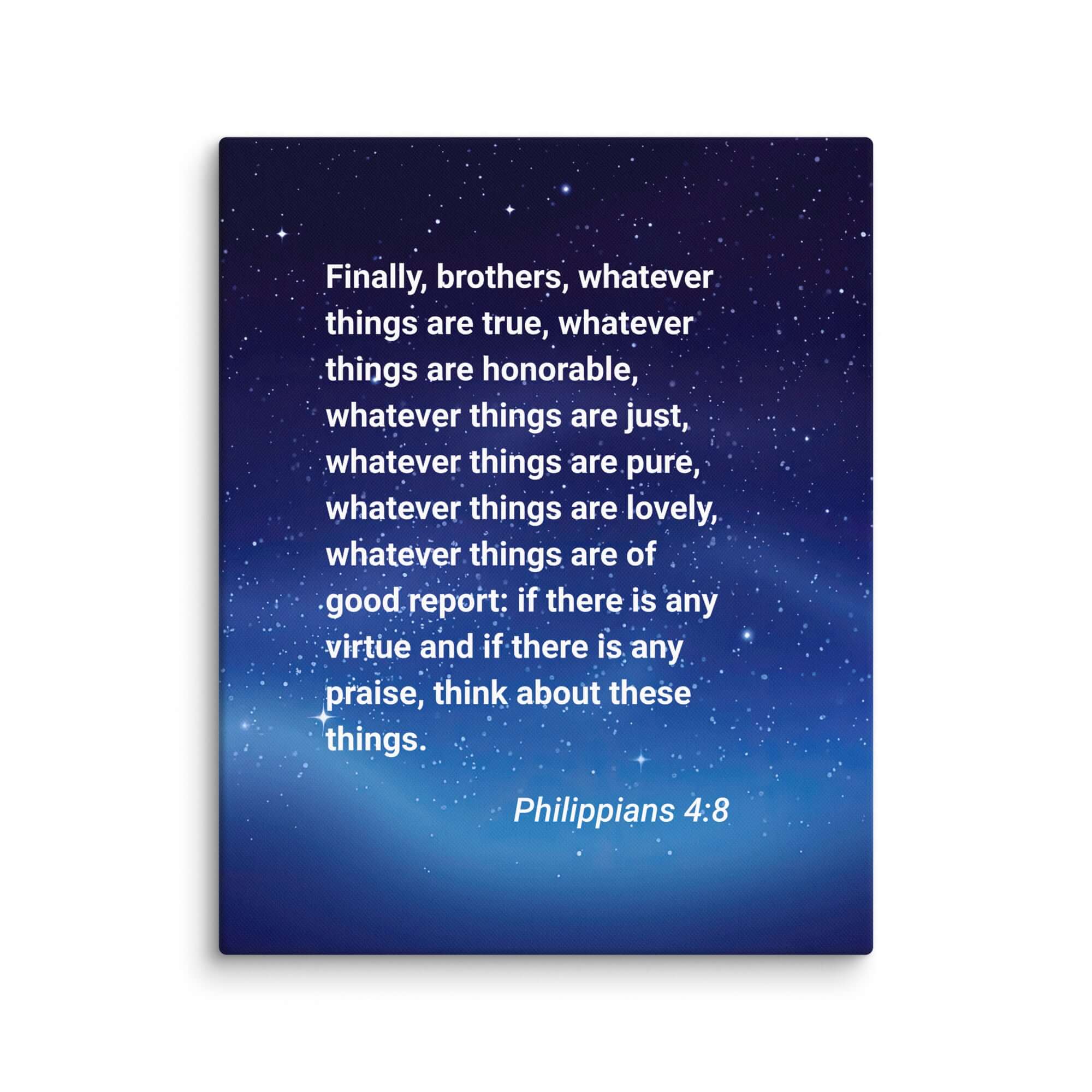 Philippians 4:8 Bible Verse, Think these things Canvas Print Wall Art 24″×30″