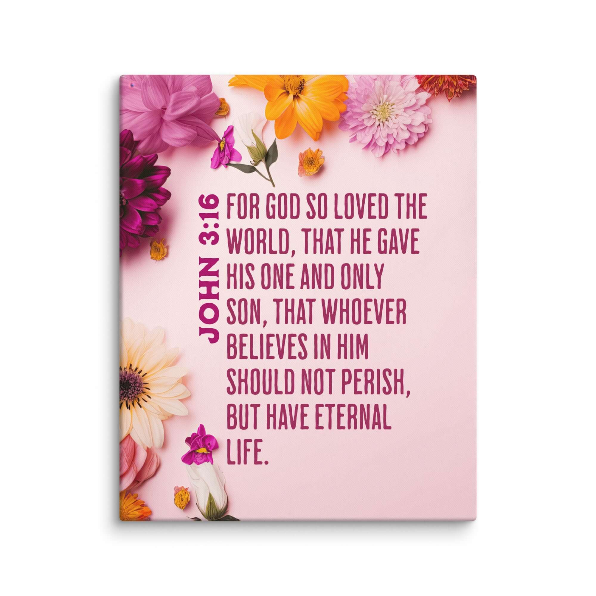 John 3:16 Bible Verse, For God So Loved Canvas Print Wall Art 24″×30″